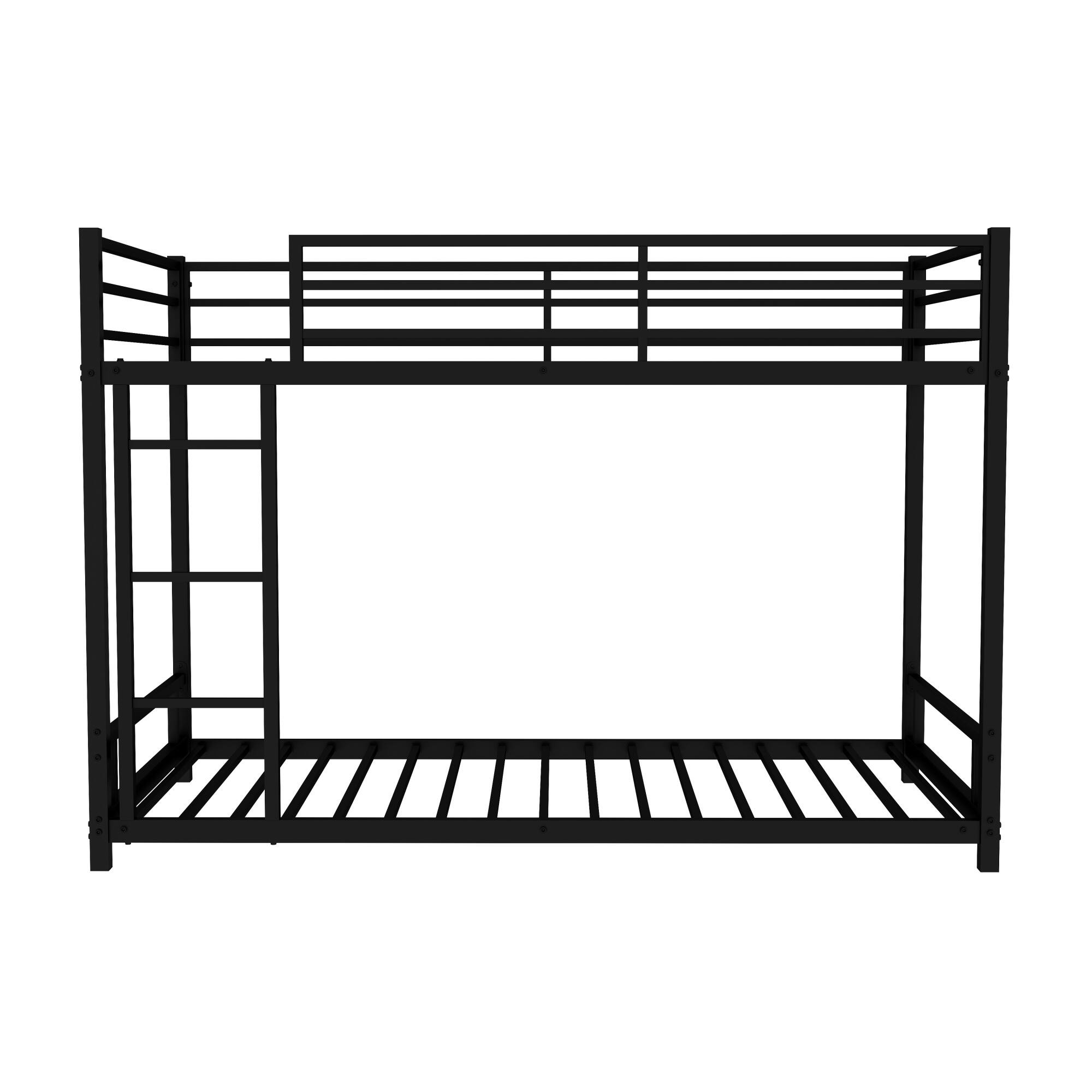 Alt View 1. GOODSILO - Sturdy Twin over Twin Metal Bunk Bed with Safety Guardrail and Convertible Design for Space-Saving Bedroom Solutions - Black.