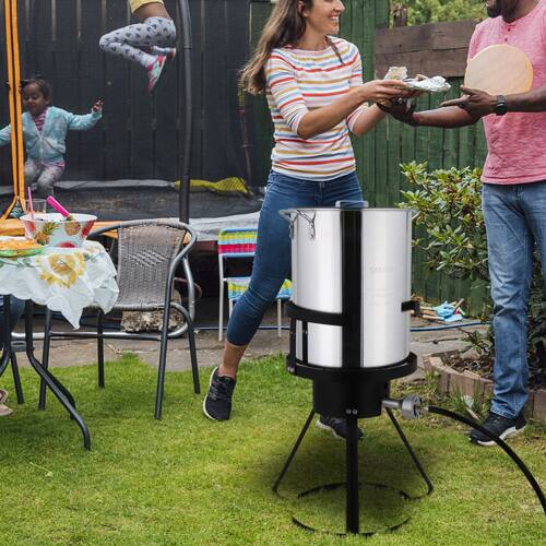 Alt View 8. Winado - 30QT Aluminum Turkey Deep Fryer Pot Boiling Lid Seafood Gas Stove Burner Stand for Camping - Sliver.