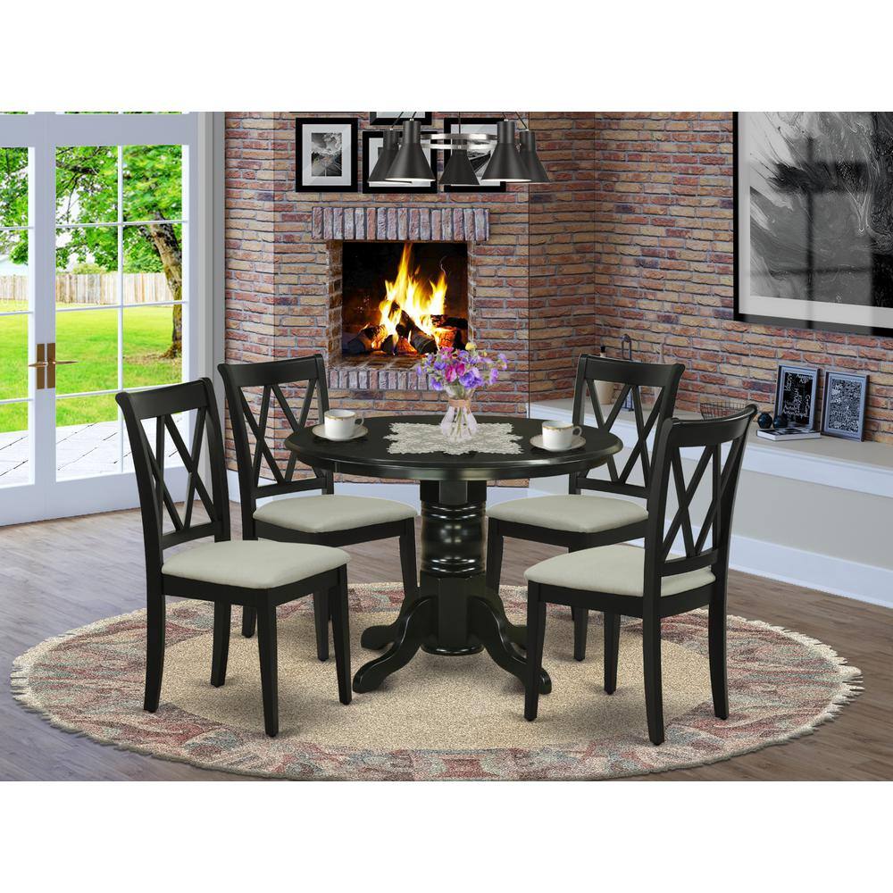 Left. East West Furniture - Dining Room Set Black - Brown.