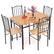 Alt View 1. Costway - 5 PCS Dining Set Wood Metal 30" Table & 4 Chairs Upholstered Kitchen Breakfast Furniture - Brown, Black and Natural.