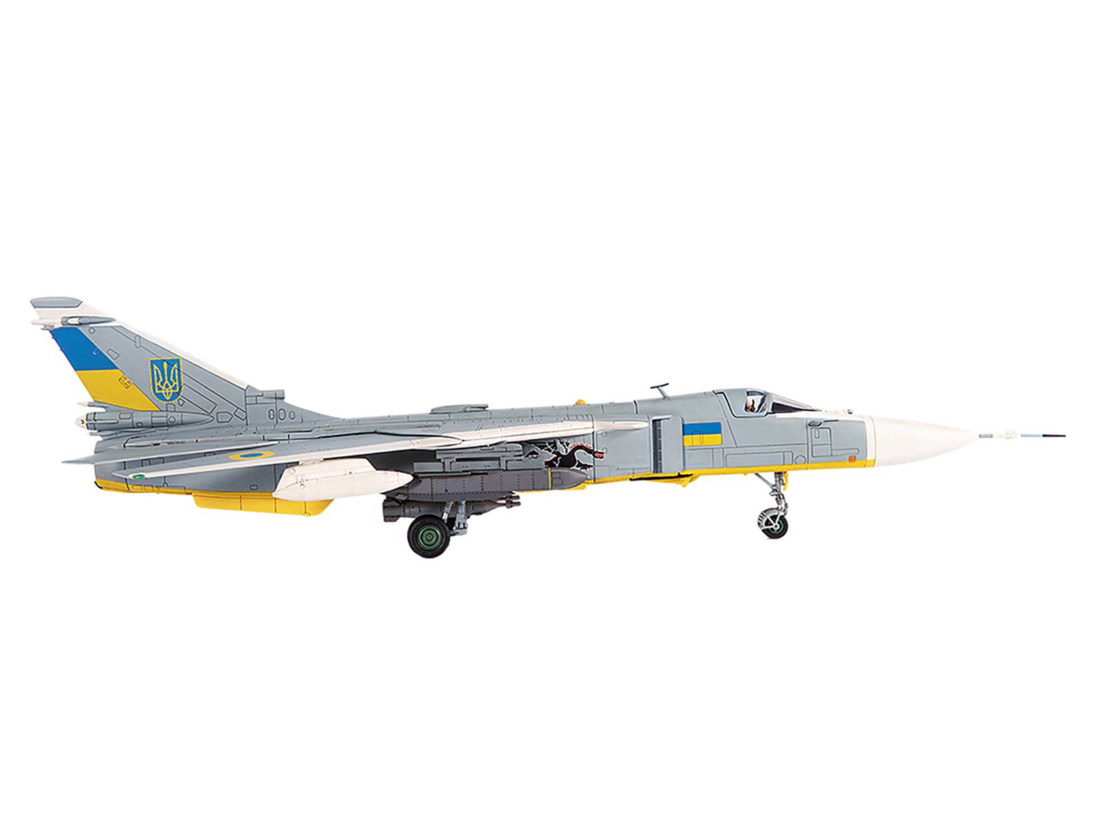 Angle. JC Wings - Sukhoi Su-24M Fencer-D Bomber Aircraft "Ukraine War" (2023) Ukrainian Air Force 1/72 Diecast Model by JC Wings - Multicolor.