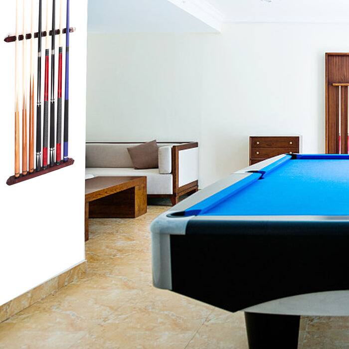 Alt View 2. GSE Games & Sports Expert - 2-Piece Wood 8 Billiard Pool Cue Rack Wall Mounted Holders, Pool Cue Sticks Wall Rack Set - Mahogany - Mahogany.