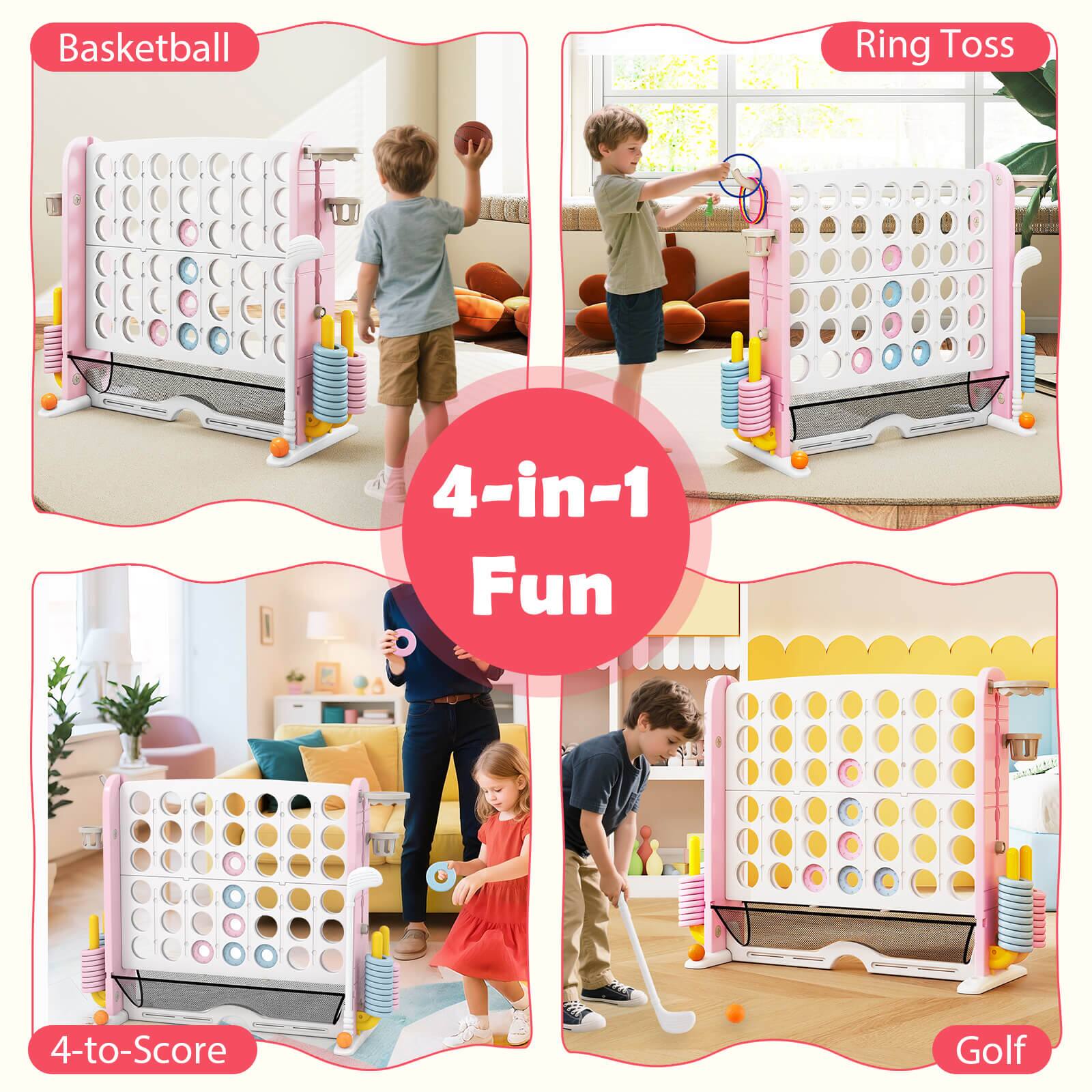 Basketball  
Ring Toss  
4-to-Score  
Golf  

4-in-1 Fun