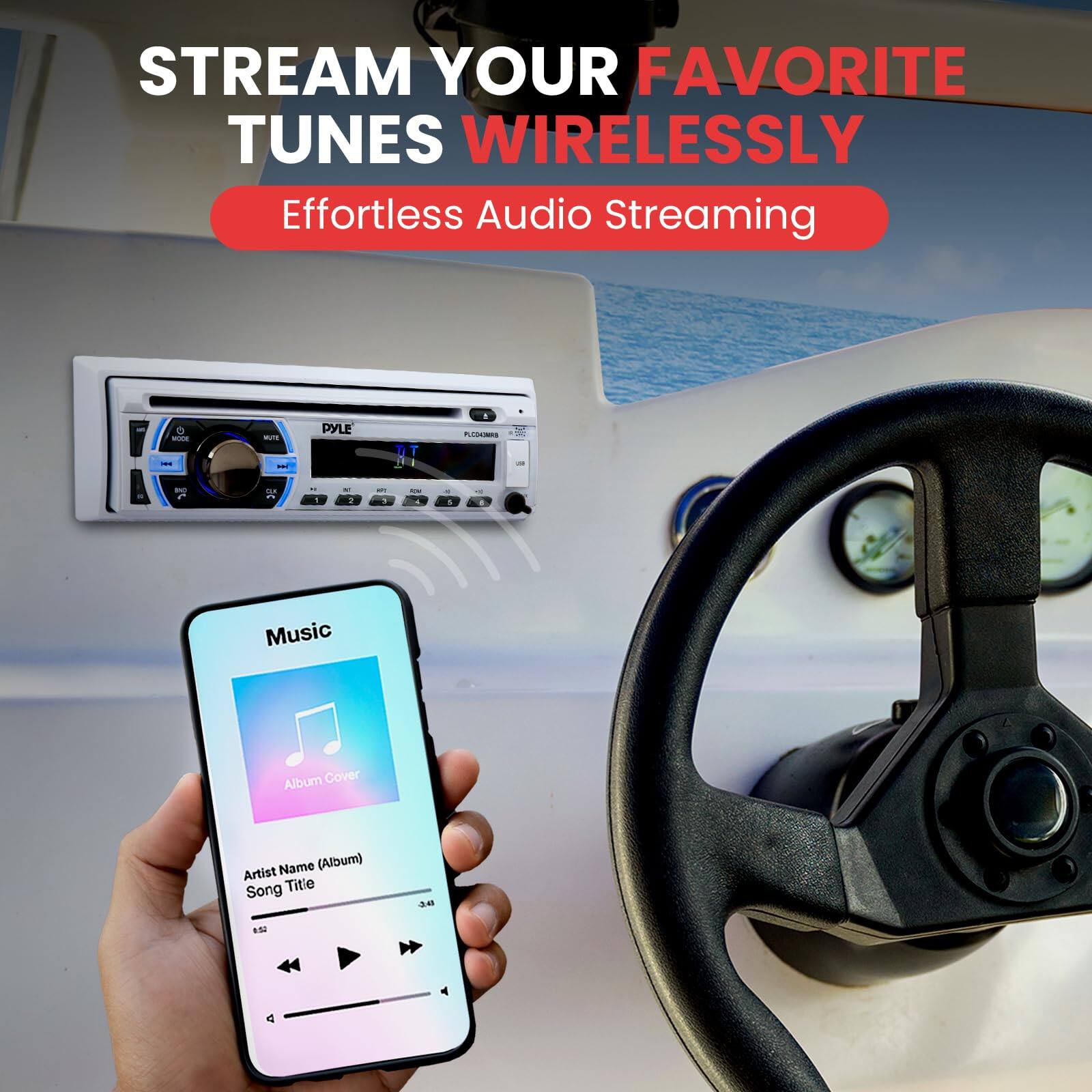STREAM YOUR FAVORITE TUNES WIRELESSLY  
Effortless Audio Streaming  

Music Album Cover  
Artist Name (Album)  
Song Title