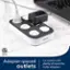 The text on the image reads: "Six outlets with plenty of room for bulky adapters."