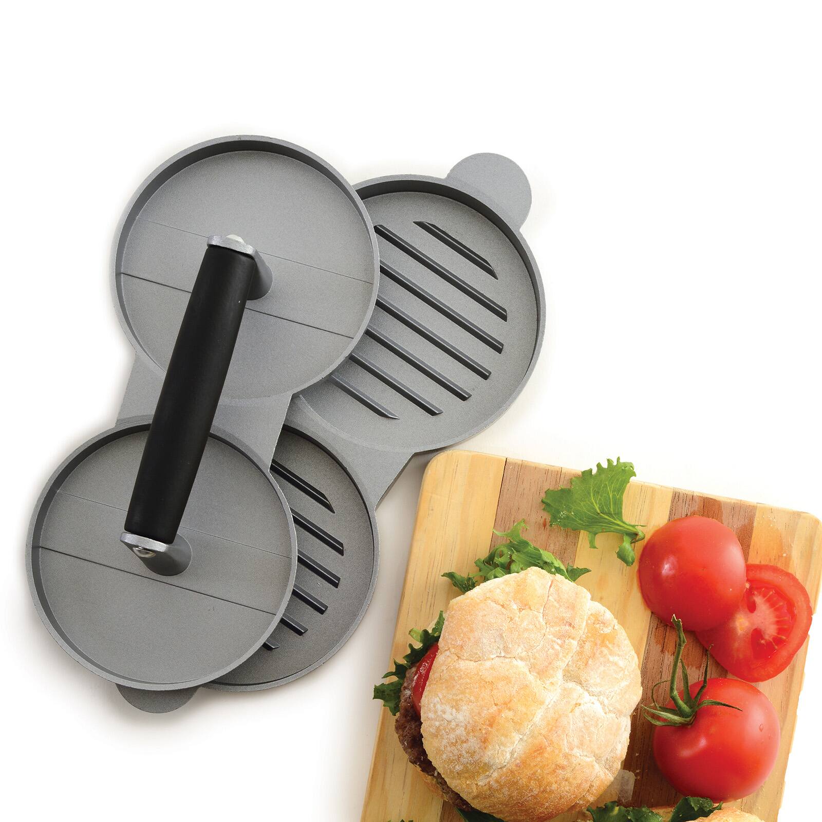 Alt View 6. Norpro - Nonstick Cast Aluminum Double Hamburger Press - Silver.