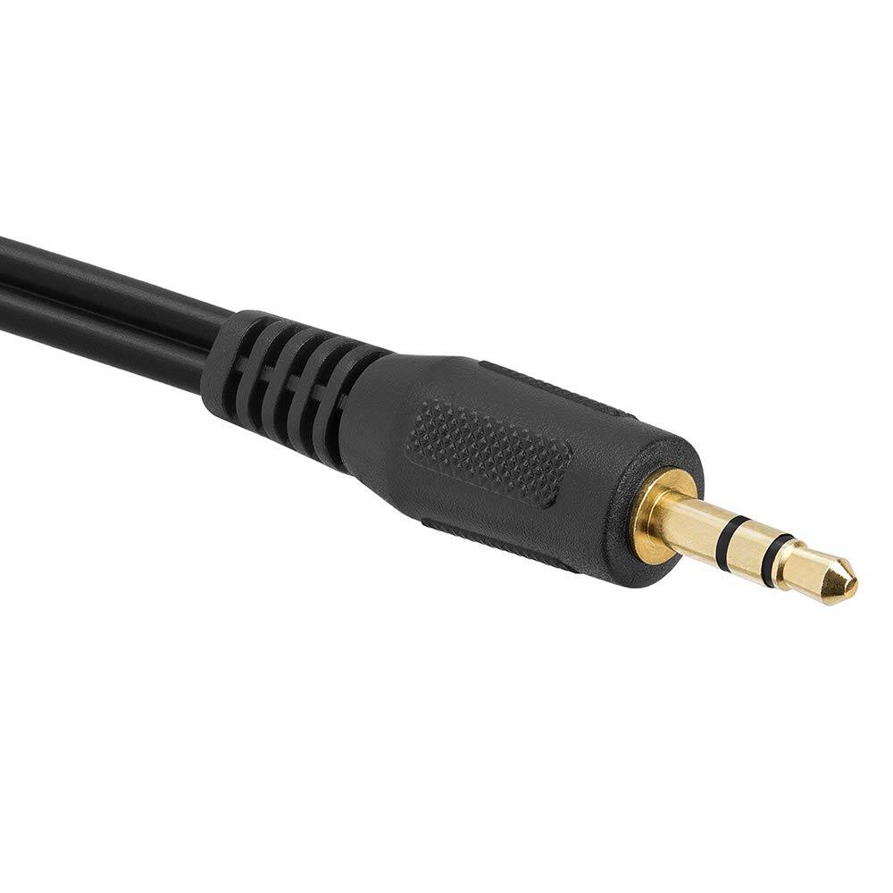 Alt View 3. Cmple.com - 3.5mm to 2 RCA Cable 12ft Black Male to Male Stereo Audio Cord Gold-Plated - Black.