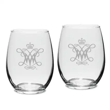Front. Jardine - William & Mary Tribe 15oz. 2-Piece Stemless Wine Glass Set - Multicolor.
