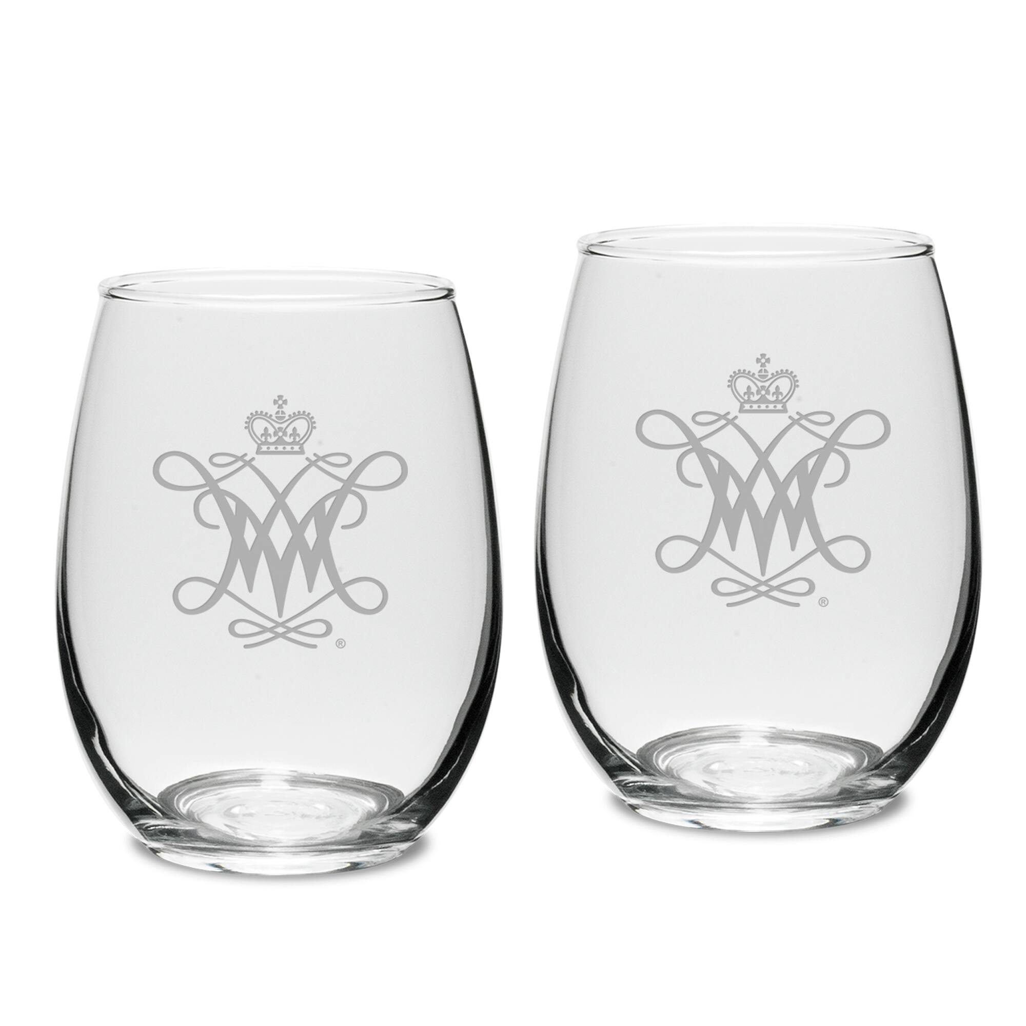 Front. Jardine - William & Mary Tribe 15oz. 2-Piece Stemless Wine Glass Set - Multicolor.
