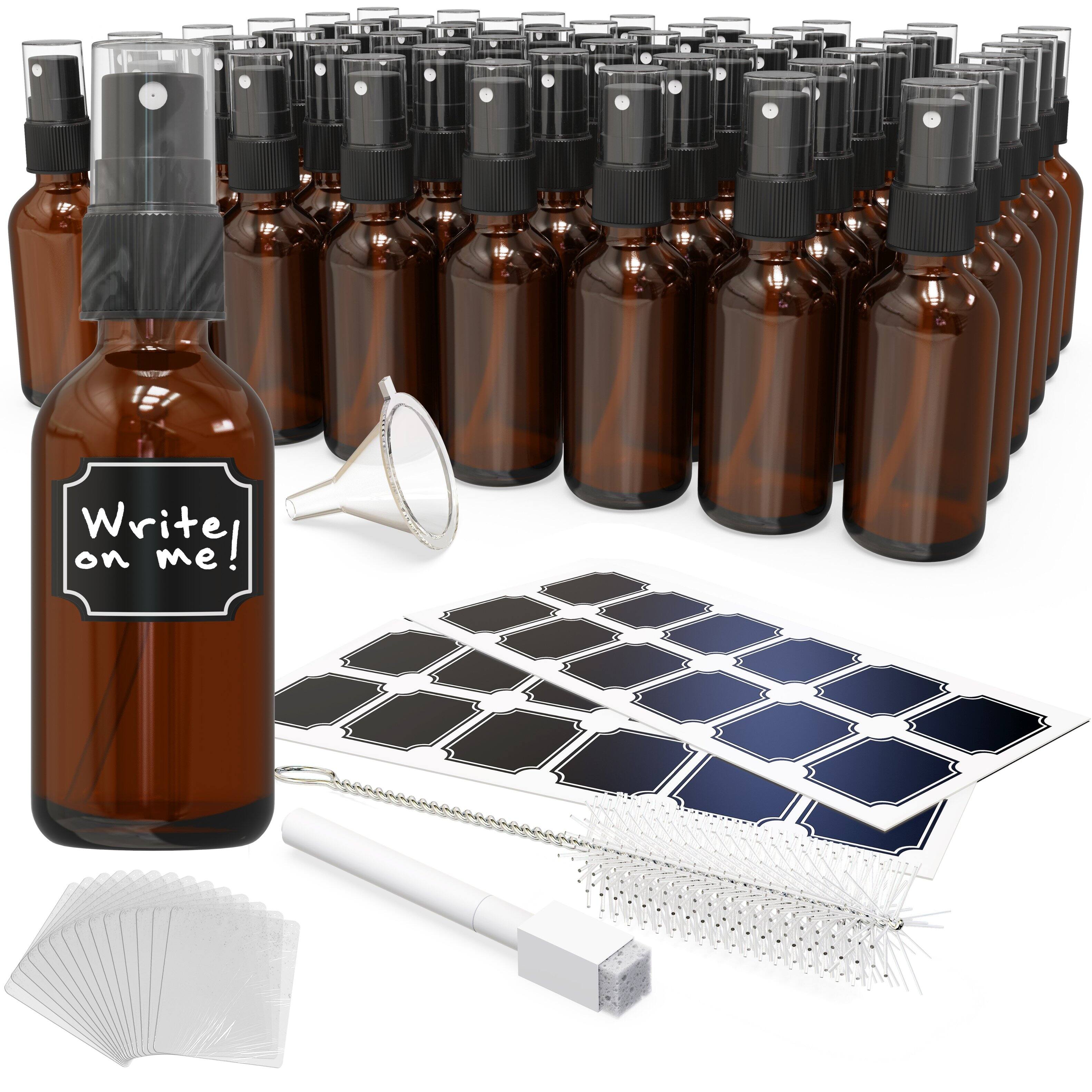 Nevlers - 2 Oz. Amber Glass Spray Bottles with Funnel, Brush, Shrink Wrap, Marker and Labels (Pack of 48) price history on PriceWatchPro