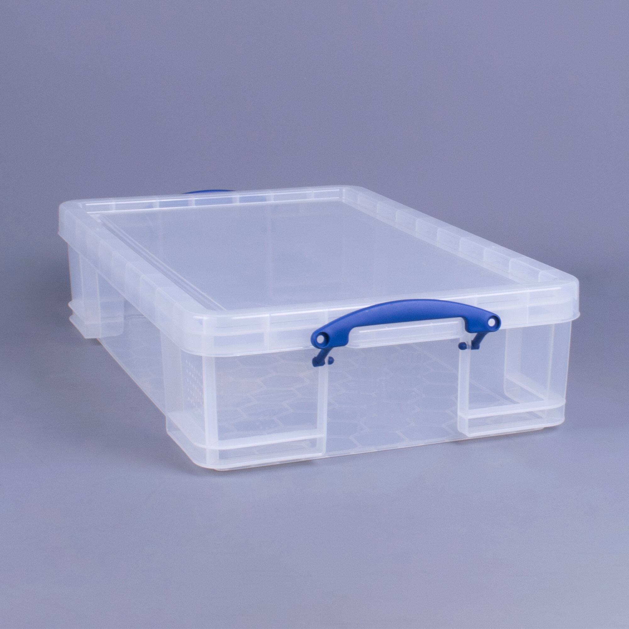 Alt View 4. Really Useful Box - Really Useful Box 33L Storage Container w/Snap Lid & Clip Lock Handle, 4 Pack - Clear.