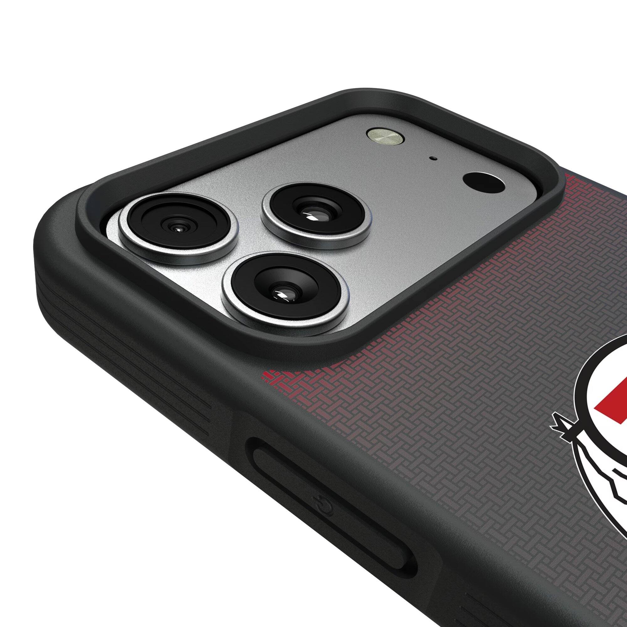 Alt View 2. Keyscaper - Utah Utes Linen Logo iPhone Bump Case - 13 Pro Max - Black.