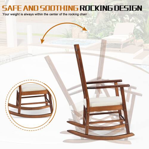 SAFE AND SOOTHING ROCKING DESIGN  
Your weight is always within the center of the rocking chair