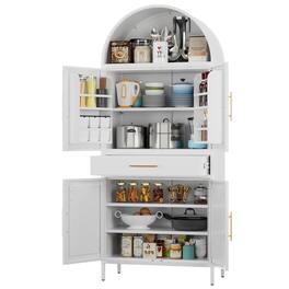 Boyel Living - 73-Inch Metal Pantry Storage Cabinet with Adjustable Shelves - White