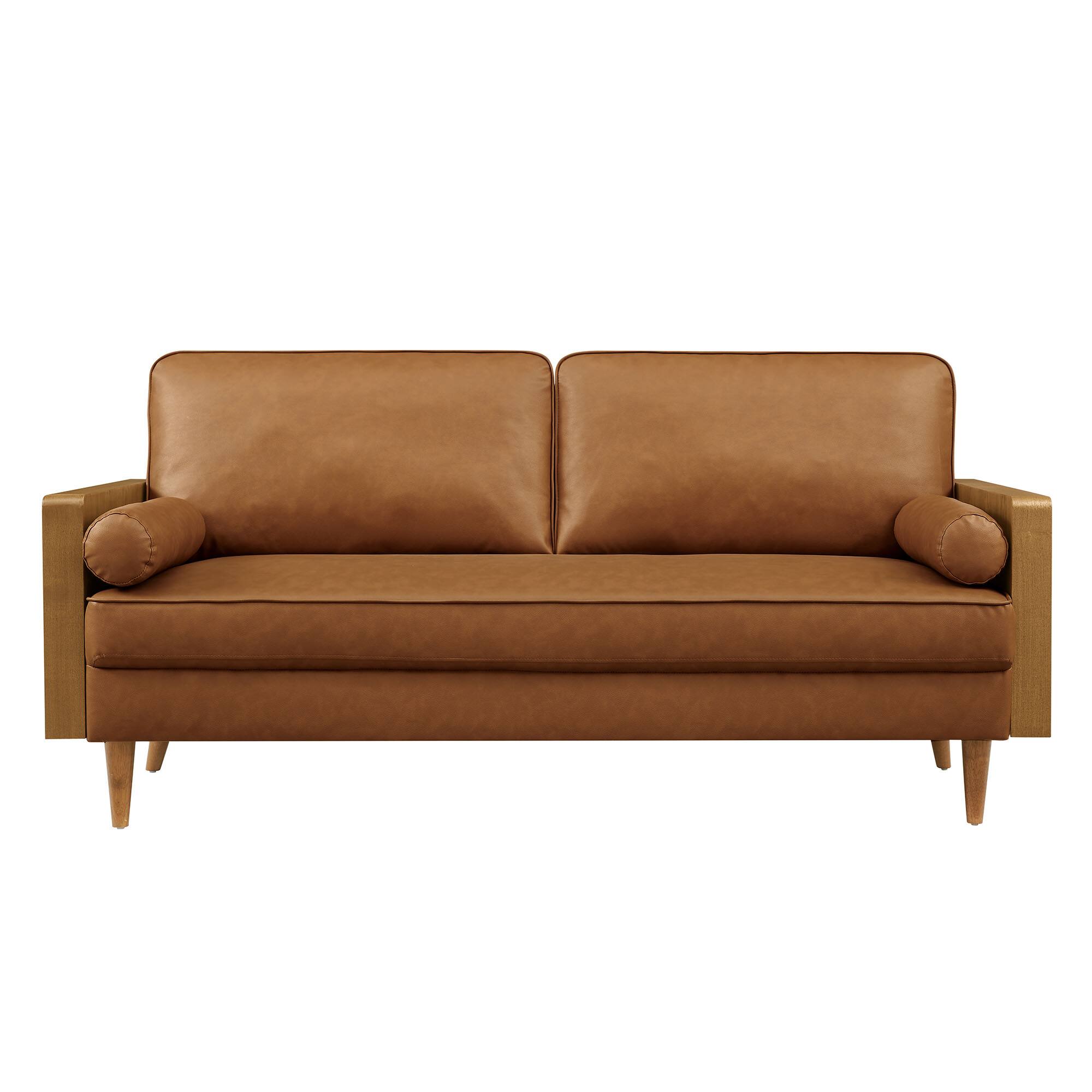 Alt View 2. Modway - Kellan Vegan Leather Sofa by Modway - Brown.