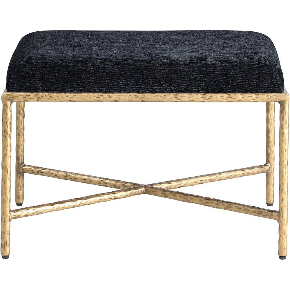 Alt View 2. Meridian Furniture - Valley Black Chenille Fabric Bench - Black.