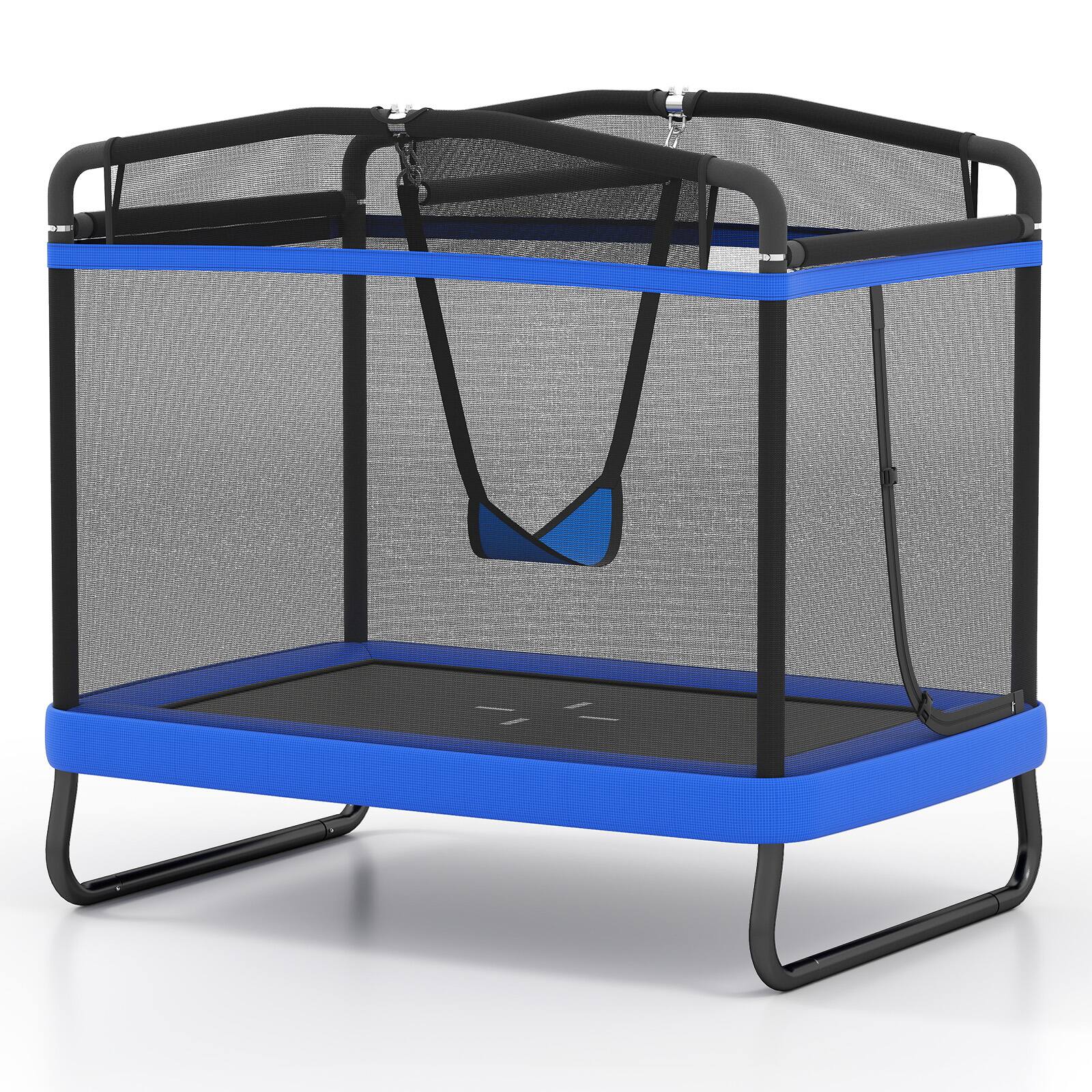 Alt View 9. Gymax - Gymax 6 FT Kids Trampoline w/Swing & Horizontal Bar Safety Enclosure Net Blue - Blue.