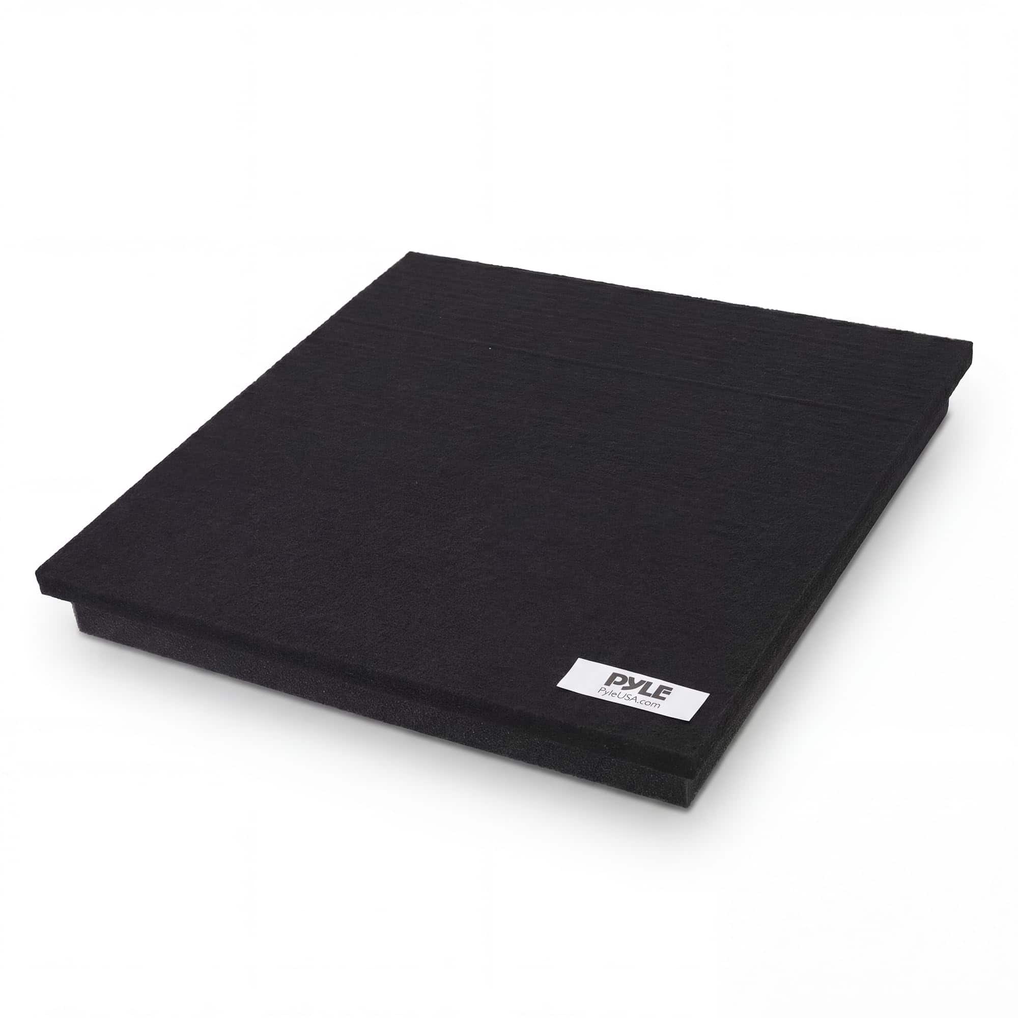 Pyle - Sound Dampening Speaker Riser Foam - Audio Acoustic Noise Isolation Platform Pads Recoil Stabilizer w/ Rubber Base - Charcoal Gray