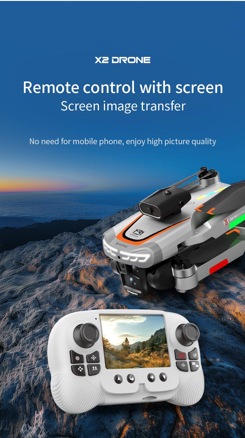 X2 DRONE  
Remote control with screen  
Screen image transfer  
No need for mobile phone, enjoy high picture quality