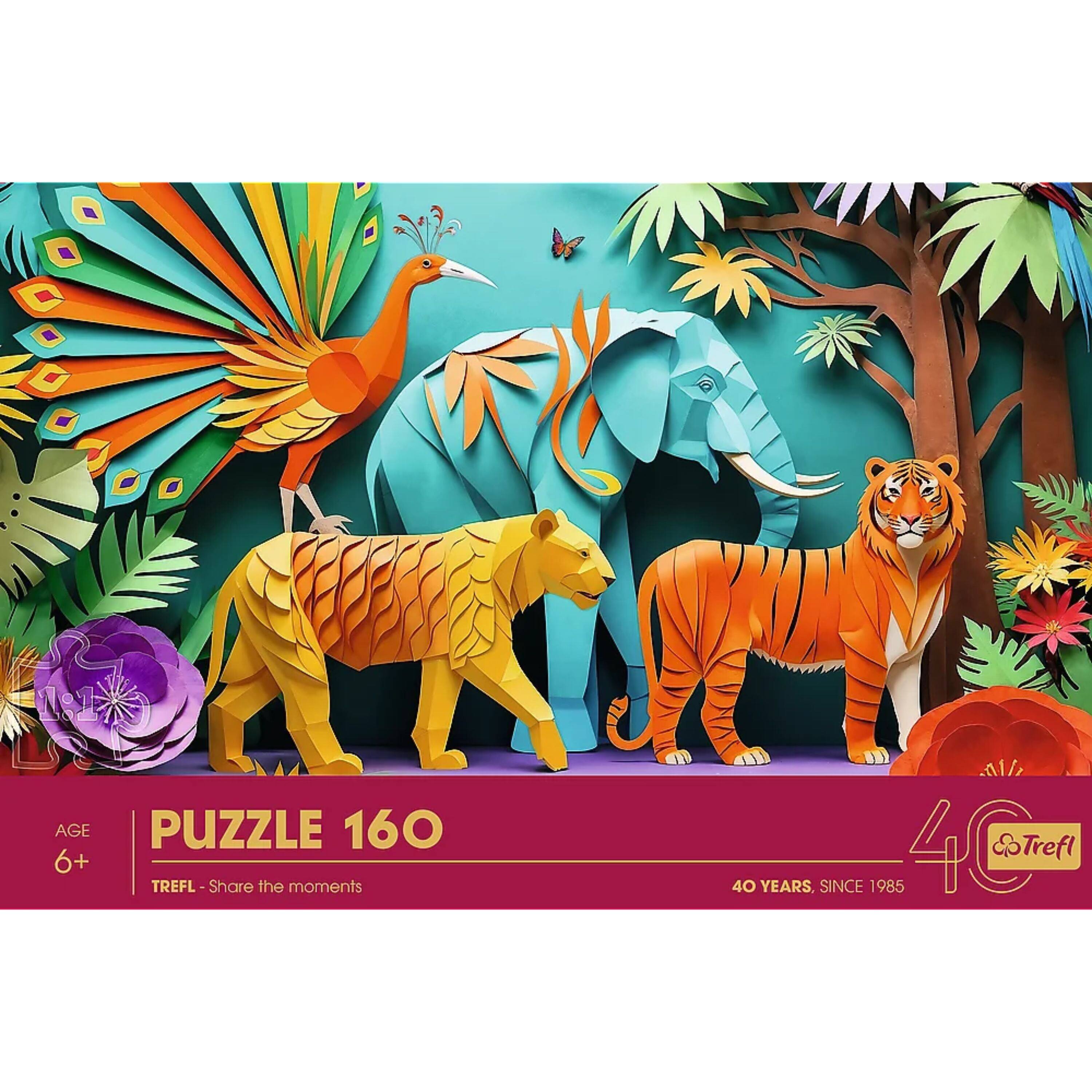 Sure, here is the corrected and grouped text from the image:

---

**AGE 6+**

**PUZZLE 160**

**TREFL - Share the moments**

**40 YEARS, SINCE 1985**

---

**Trefl**