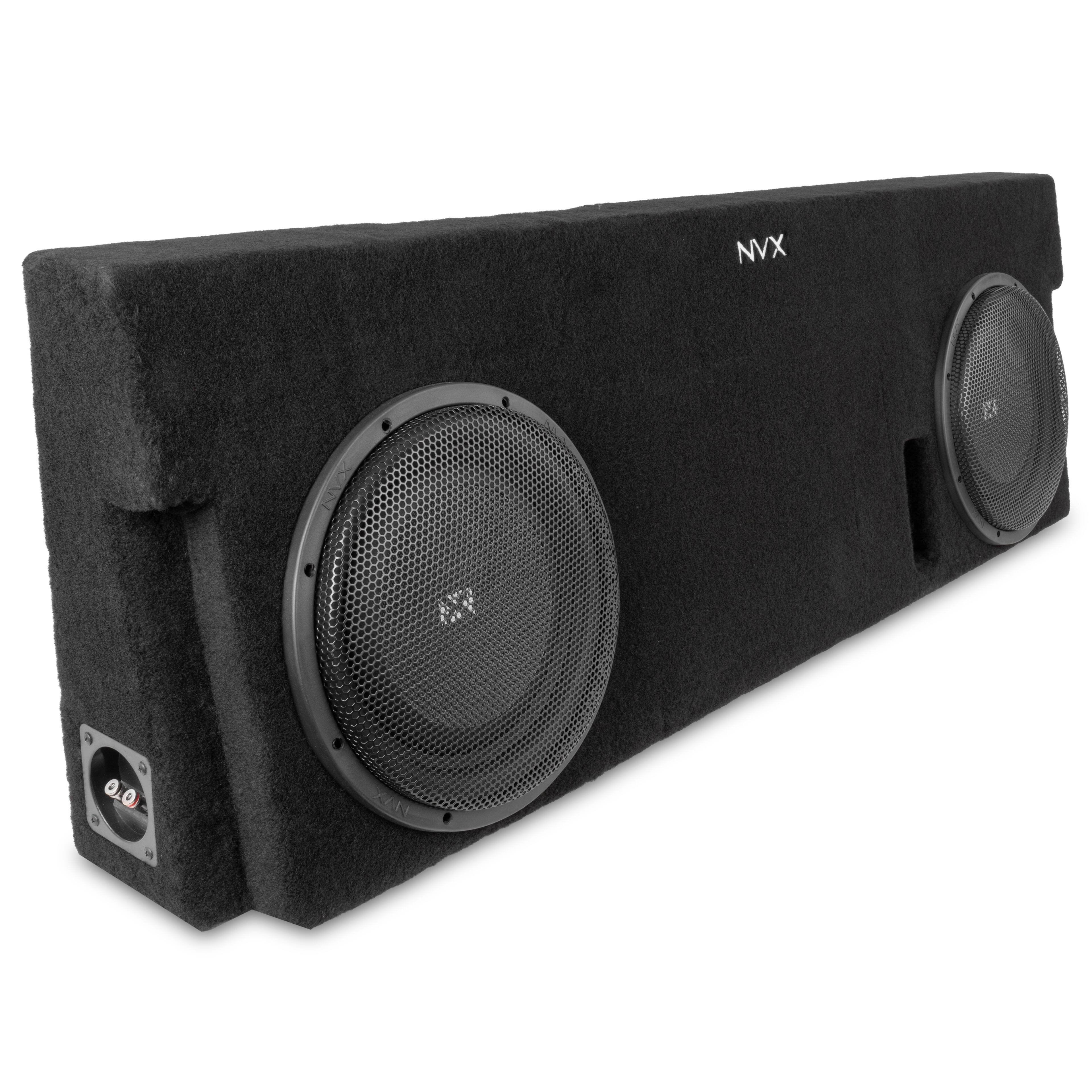 Front. NVX - 2014-2021 Toyota Tundra CrewMax Bass Package - Dual 12" Sealed Subwoofer Enclosure & Amplifier Bundle - Black.