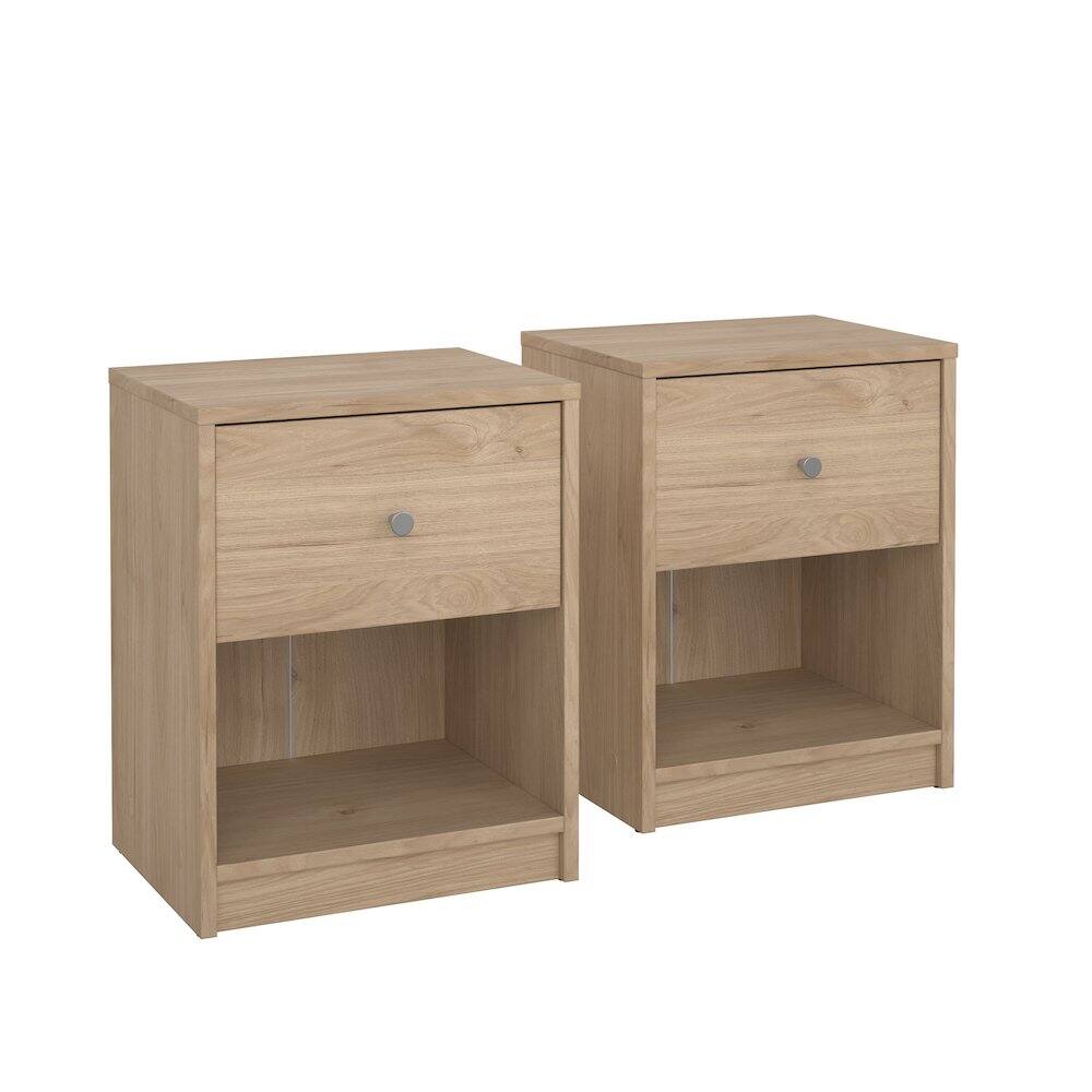Alt View 5. Tvilum - Portland 1 Drawer Nightstand - Set of 2, Jackson Hickory - Brown.