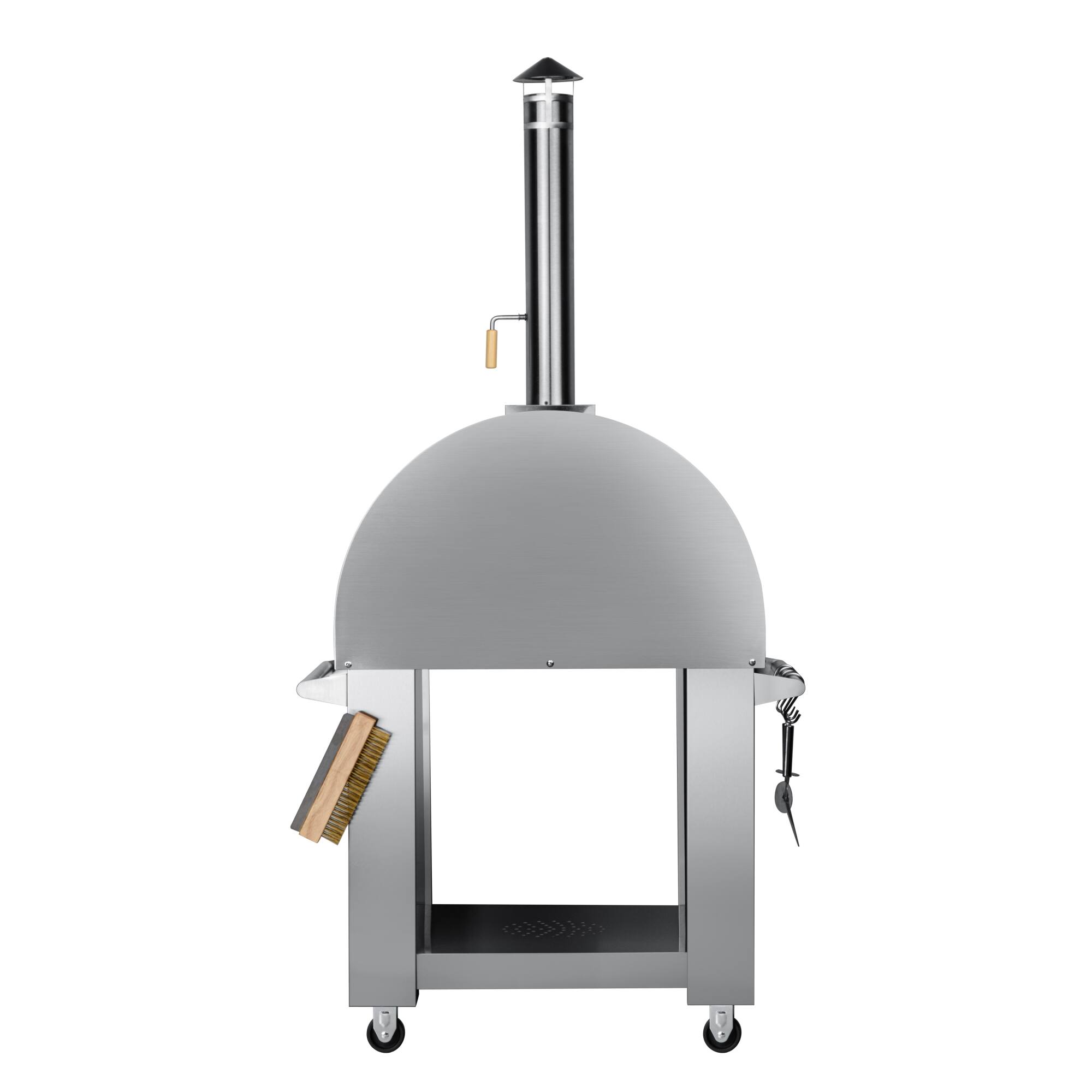 Alt View 4. Koolmore - 32 in.Outdoor Wood Fired Pizza Oven in Stainless-Steel (KM-OKS-WFPO) - Stainless-Steel.