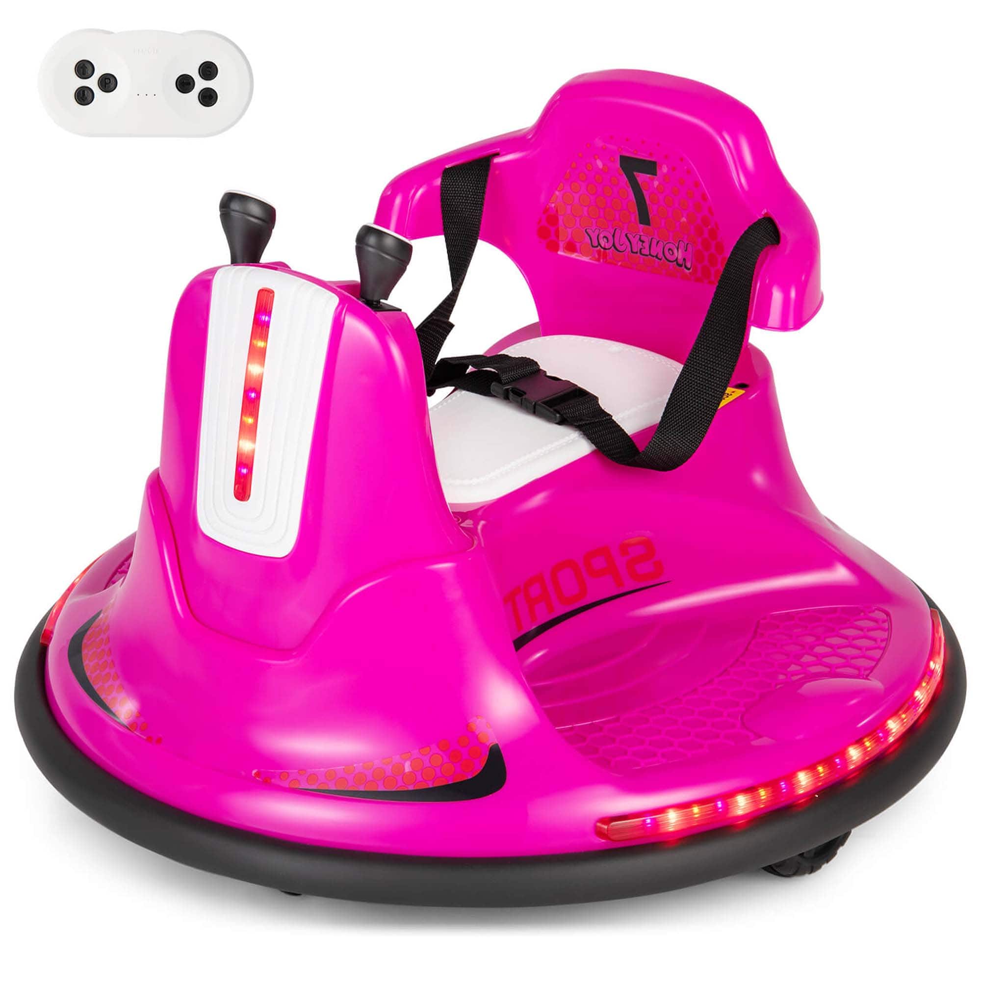 Costway - 12V Bumper Car for Kids Toddlers Electric Ride On Car Vehicle with 360° Spin - Pink