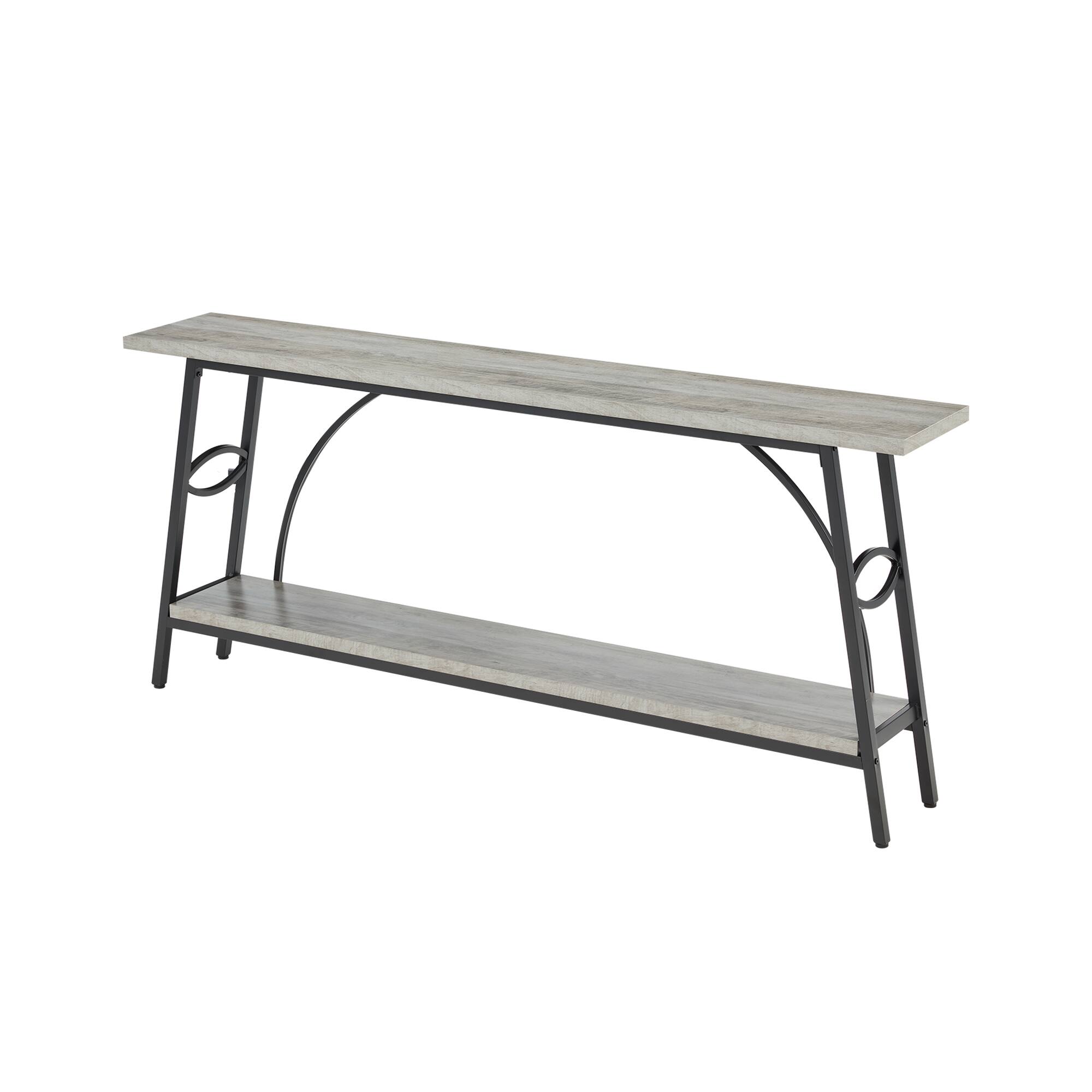 Alt View 4. U-HOMY - Narrow Entryway Console Table with Half Round Frame & Shelves: 31.5" Height for Hallway or Behind Sofa - Grey.