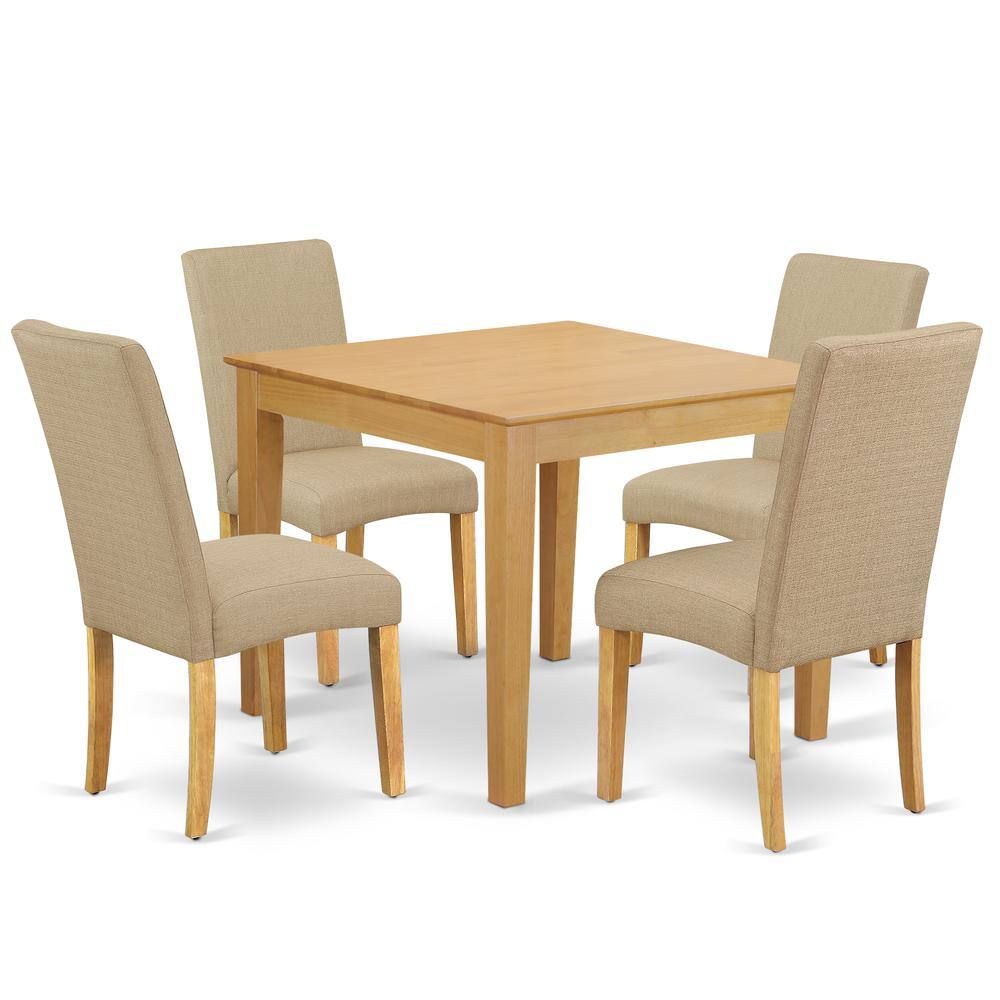 Back. East West Furniture - Dining Room Set Oak - Brown.