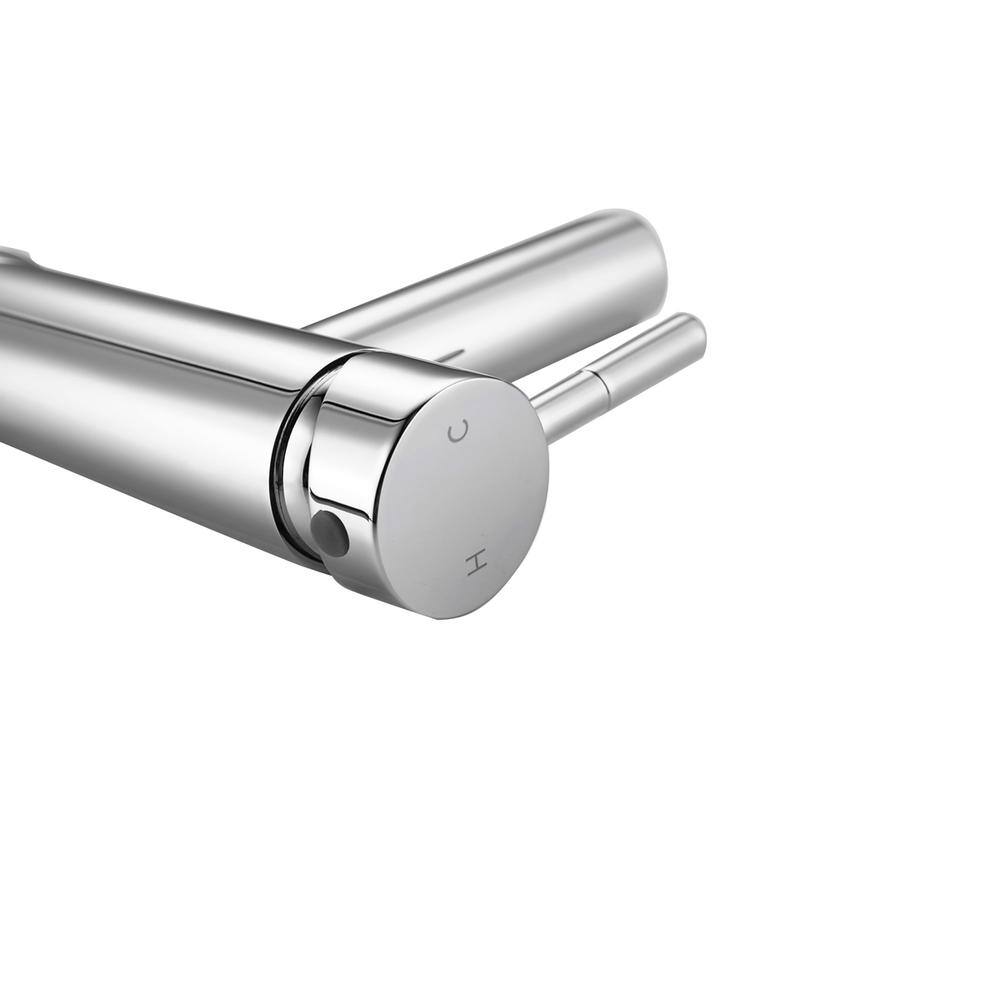 Left. Elegant Kitchen and Bath - Mia Single Hole Single Handle Bathroom Faucet in Chrome - Chrome.