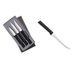 Rada - 3 Piece Paring Knives Galore Set & 5-Inch Tomato Slicer Stainless Steel Serrated Blade, Handless - Black
