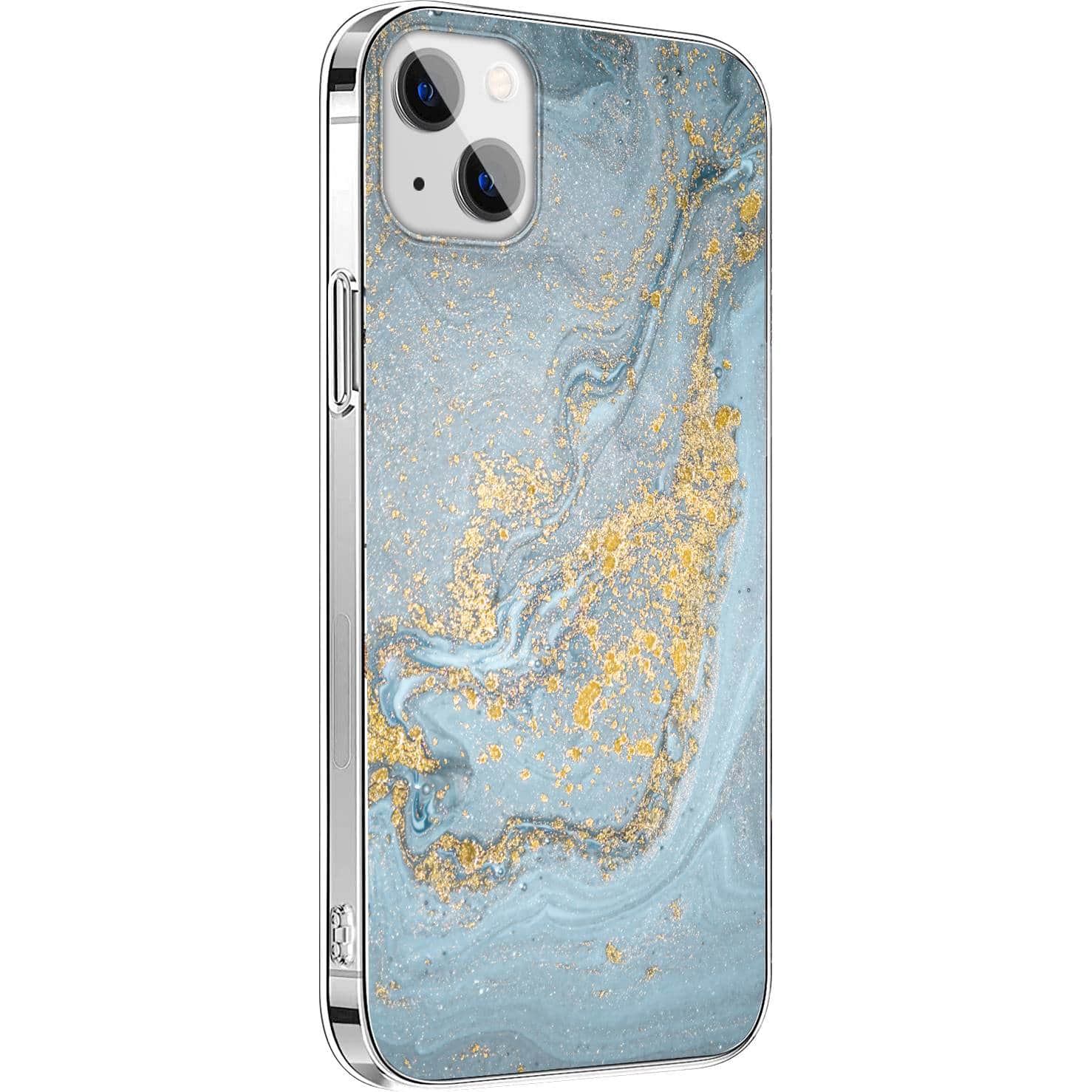 Angle. SaharaCase - Marble Series Case for Apple iPhone 13 - Blue/Gold.