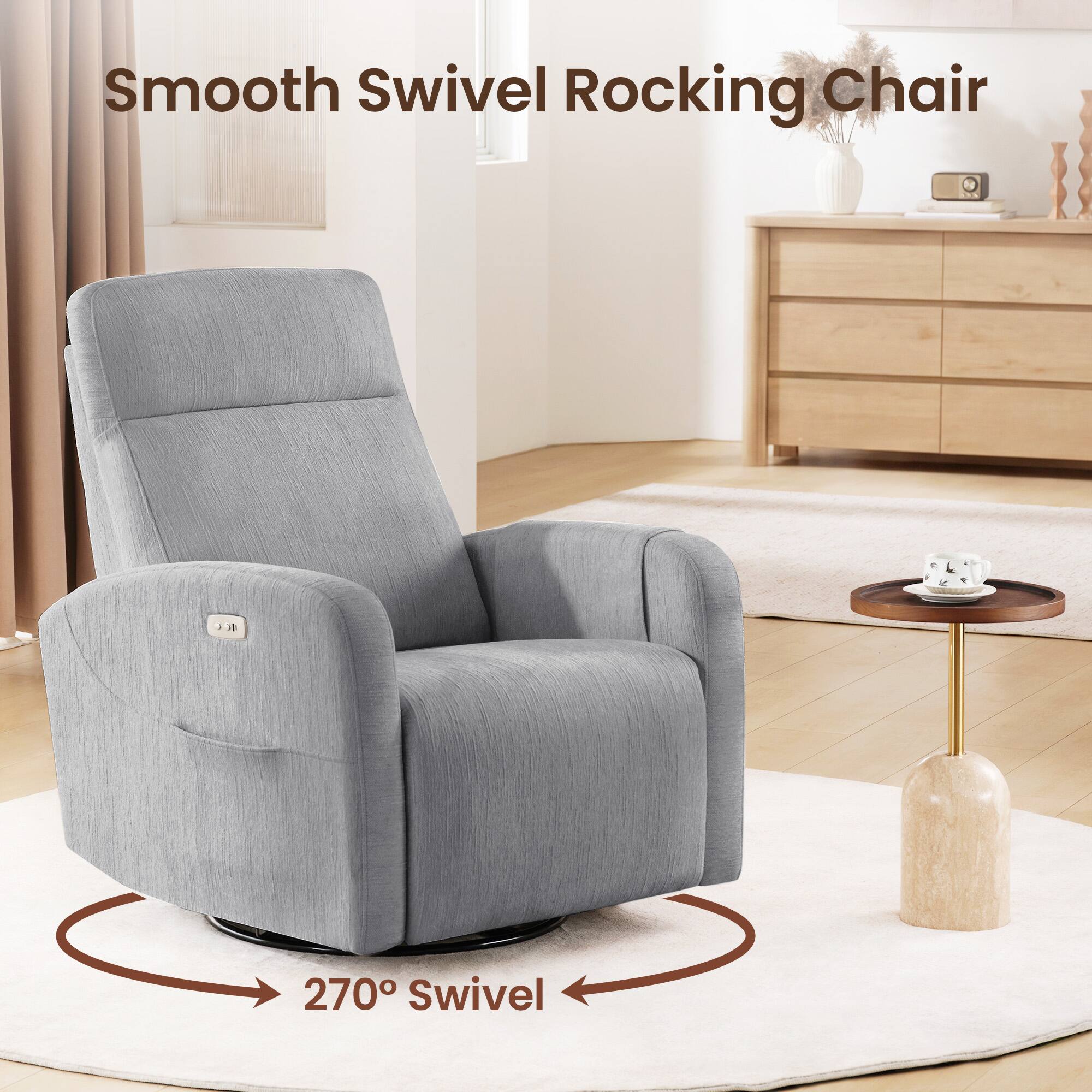Smooth Swivel Rocking Chair  
270° Swivel