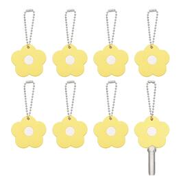 Unique Bargains - 8pcs Key Covers Caps, PVC Flower Key Identifiers Markers for 1.18" Flat Keys Office Apartment - Yellow