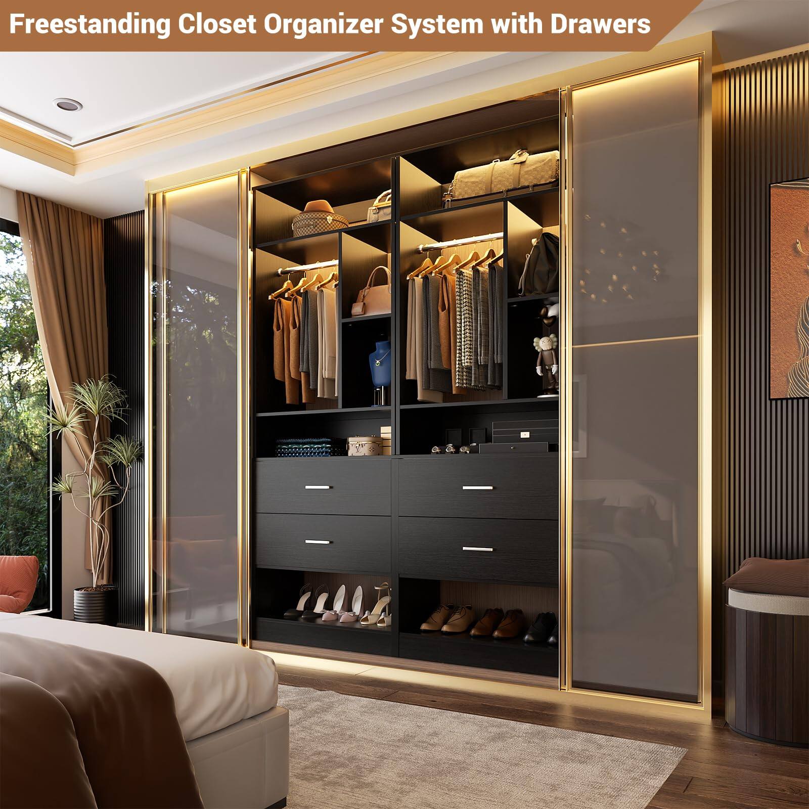 Freestanding Closet Organizer System with Drawers