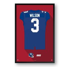 Sporticulture - Russell New York Giants Facsimile Signature Framed Jersey Art Print - Blue