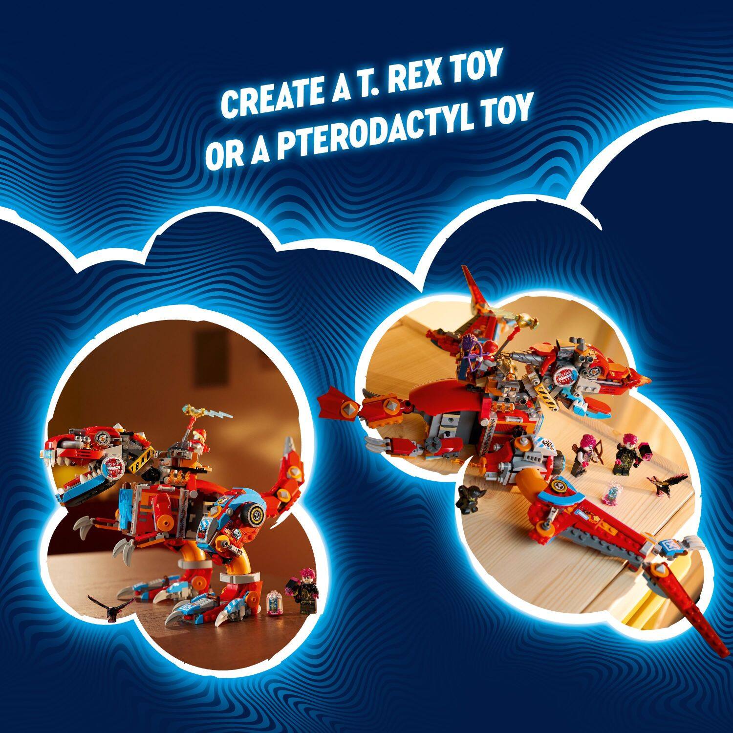 Create a T. Rex toy or a Pterodactyl.
