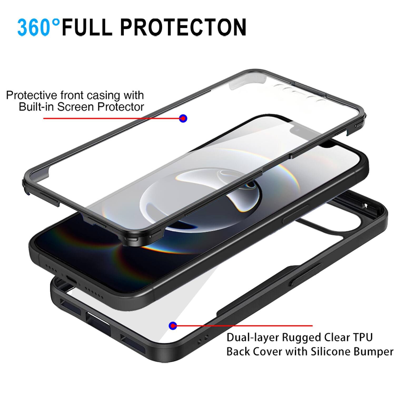 Dteck for Apple iPhone 17e/16e Rugged Case,Slim Full Body Clear Back ...