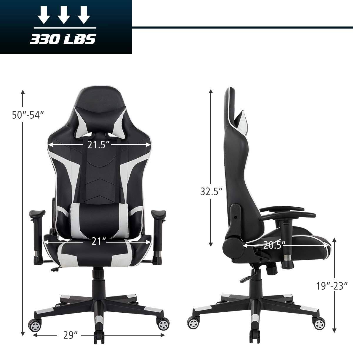 The text on the image reads: "330 LBS 50"-54" 21.5" 32.5" 21" 20.5' 19"-23" 29"."