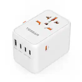 TESSAN - 65W Universal Travel Adapter with 4 USB-C PD Fast Charging &1 USB-A - White