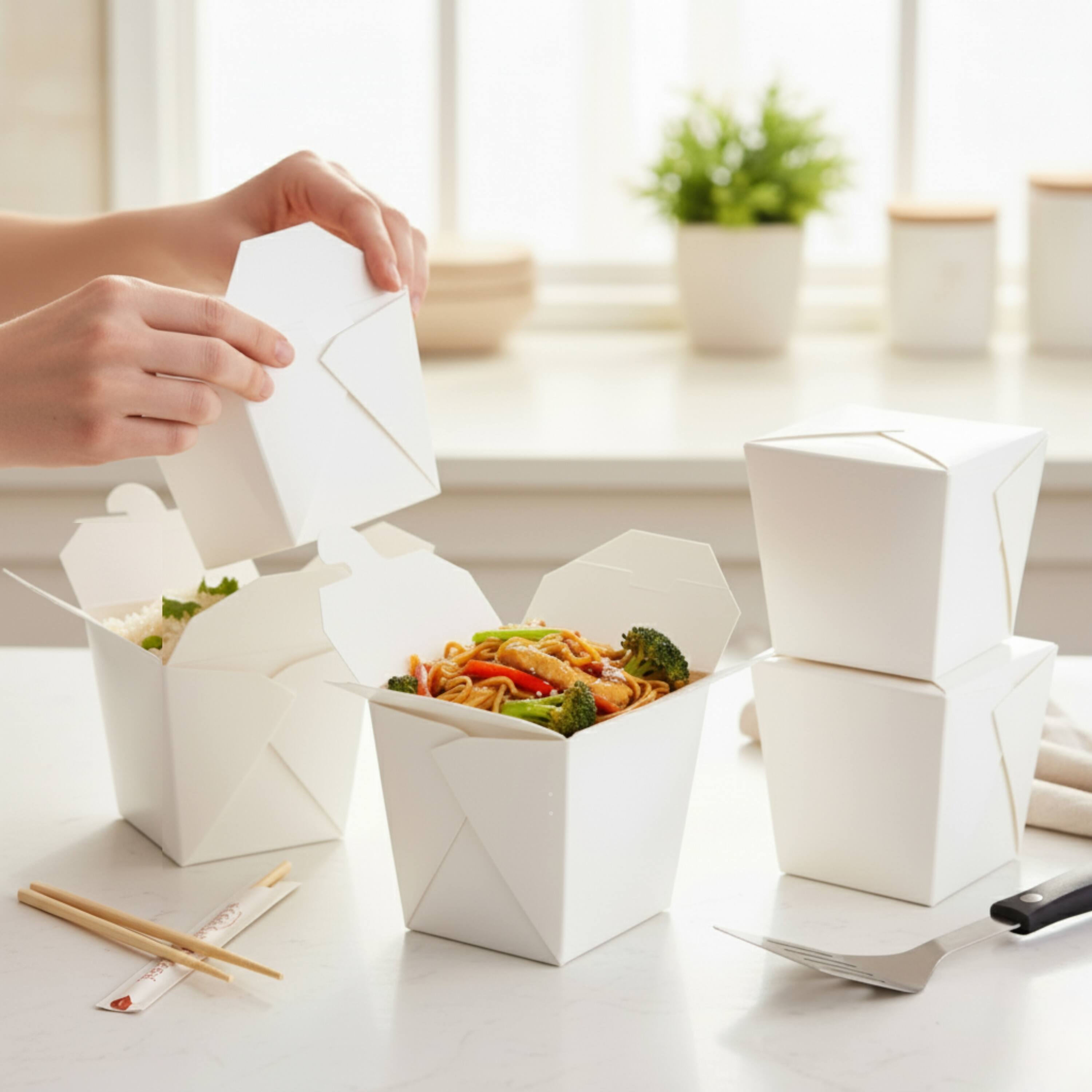 Alt View 3. Eco Harmony Products - Paper Take-Out Boxes, White, 8oz, 500-Pack - White.