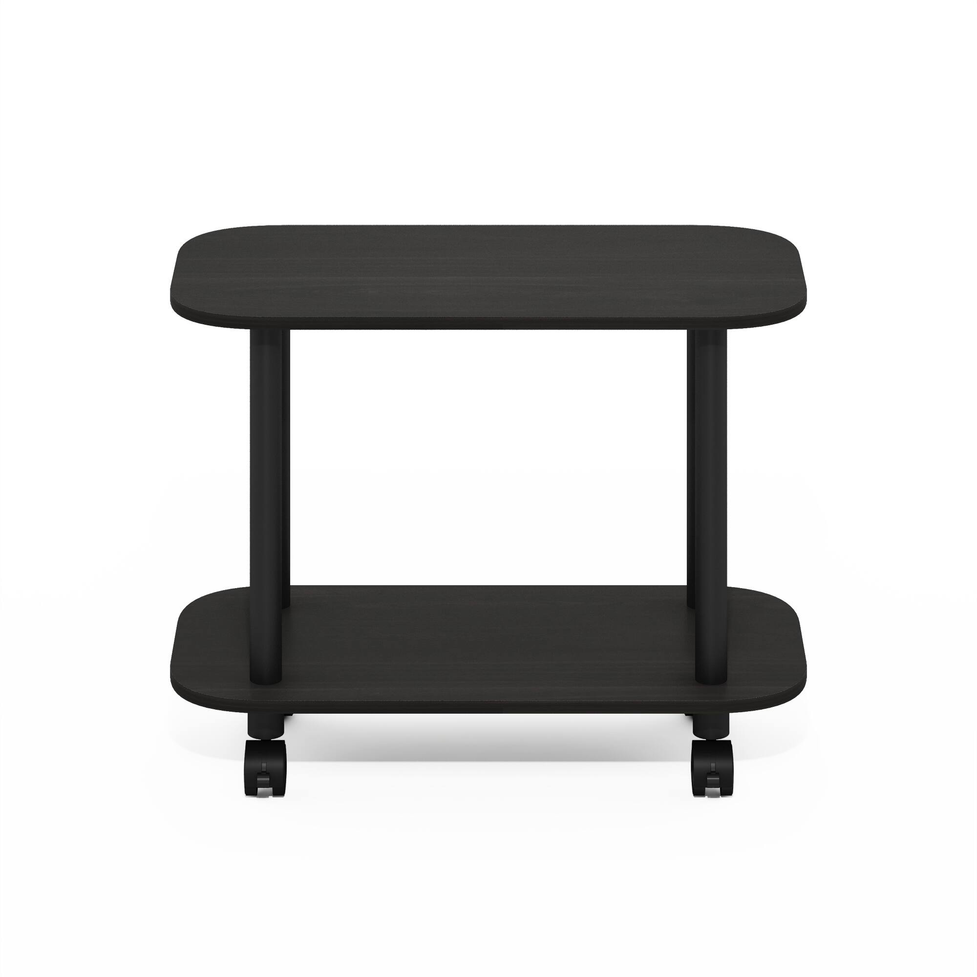 Alt View 6. Furinno - TURN-N-TUBE Night Stand, 2-Tier Oval Nightstand, Round Corner Side Table, End Table with Open Shelf, Toolless Assembly - Espresso/Black.
