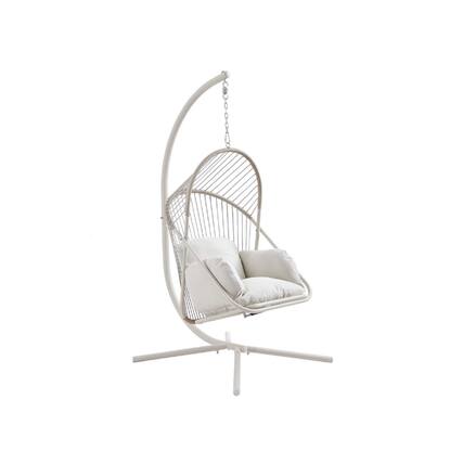 Front. Songmics Home - Outdoor Steel Egg Chair – Bone Color - Gray.