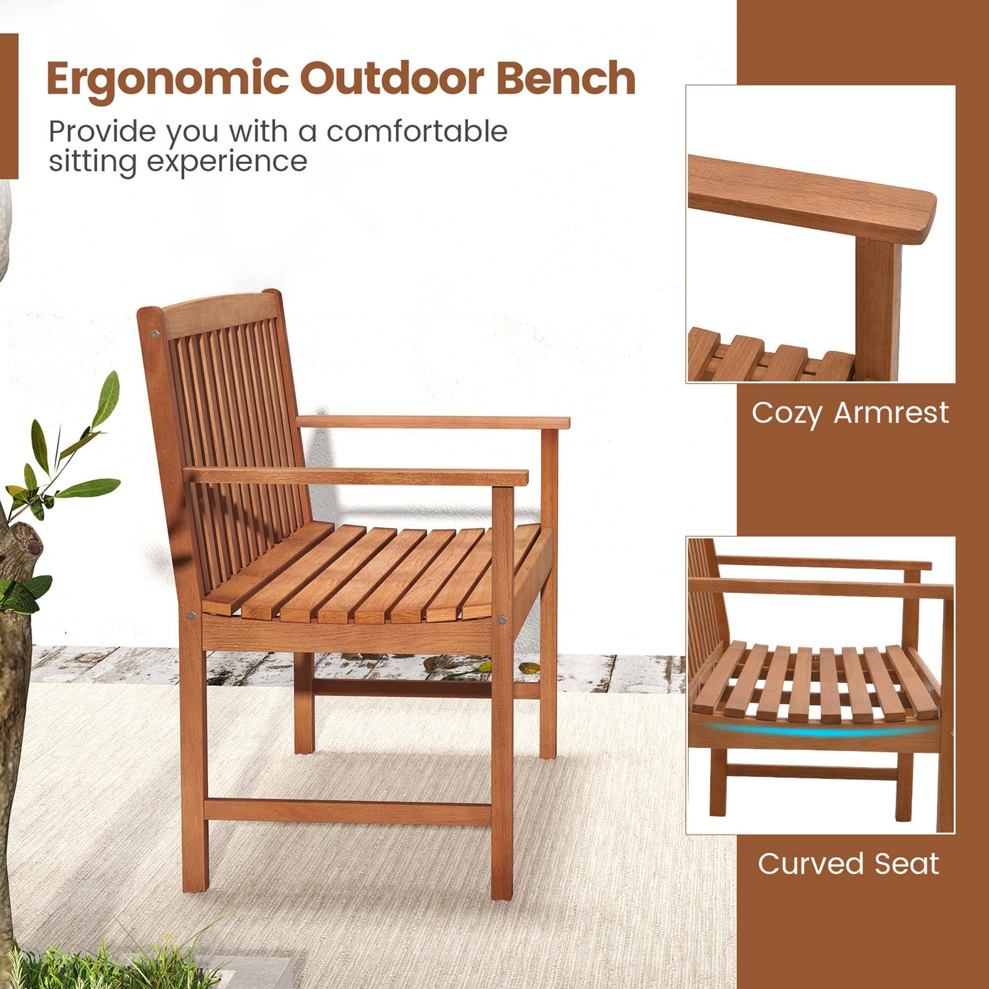 Ergonomic Outdoor Bench
Provide you with a comfortable sitting experience
Cozy Armrest
Curved Seat