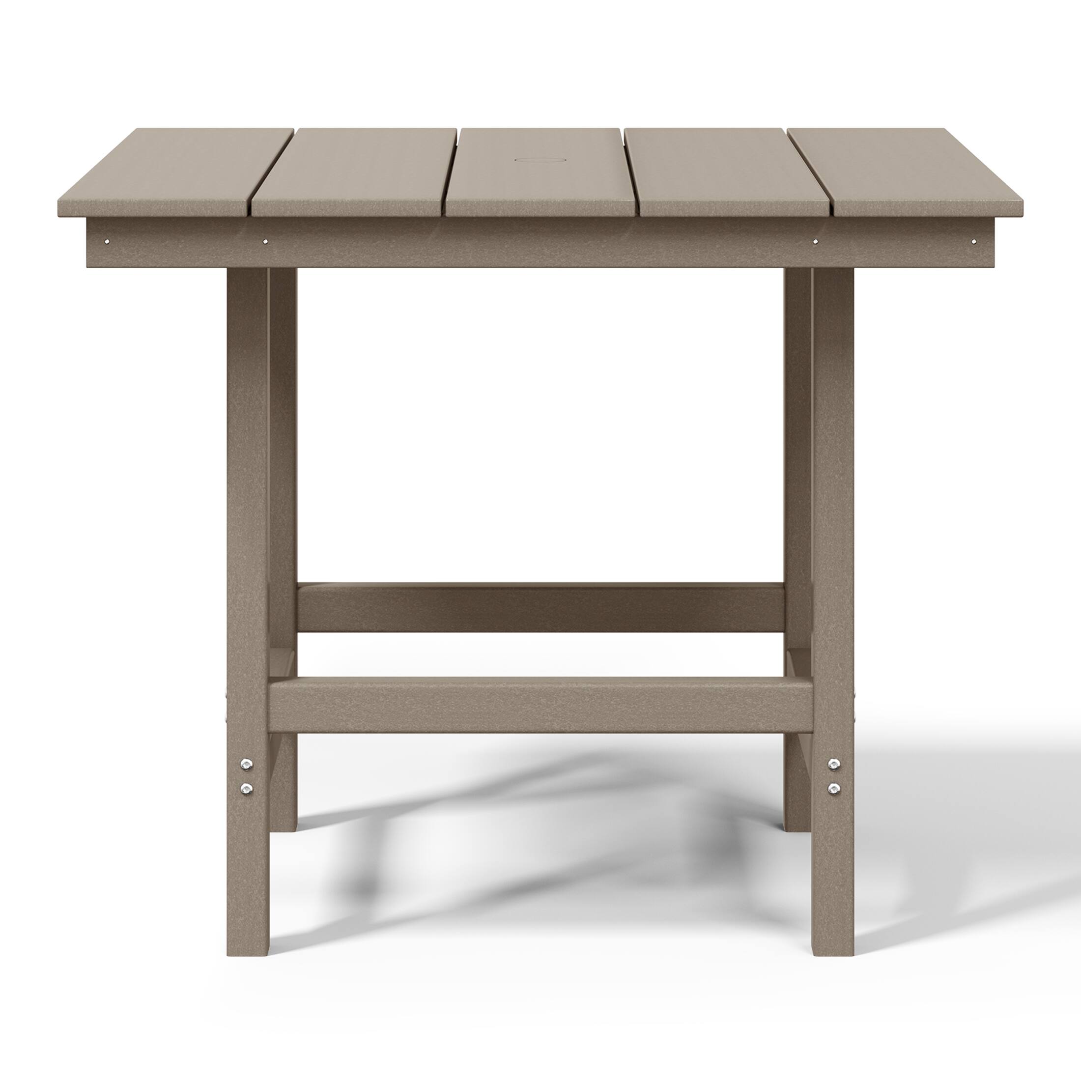 Alt View 2. WestinTrends - WestinTrends Ashore Outdoor HDPE 36" Square Patio Dining Table with Umbrella Hole - Weathered Wood.