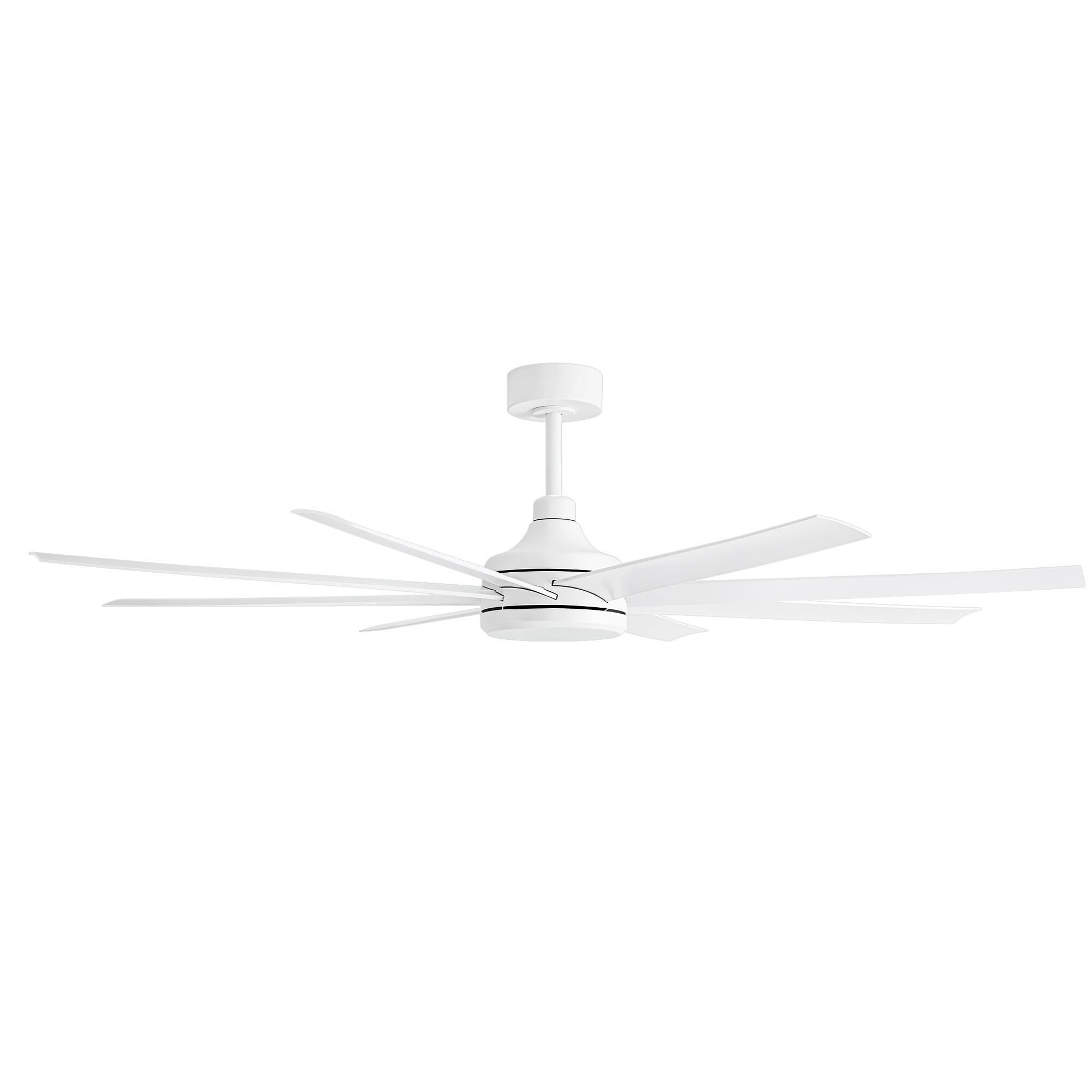 Alt View 8. Breezary - 65-Inch Ceiling Fan with 8 ABS Blades, 6-Speed DC Motor, Remote Control with Timer, 2 Downrods, Light/No-Light Options - Minimalist white(No Light).