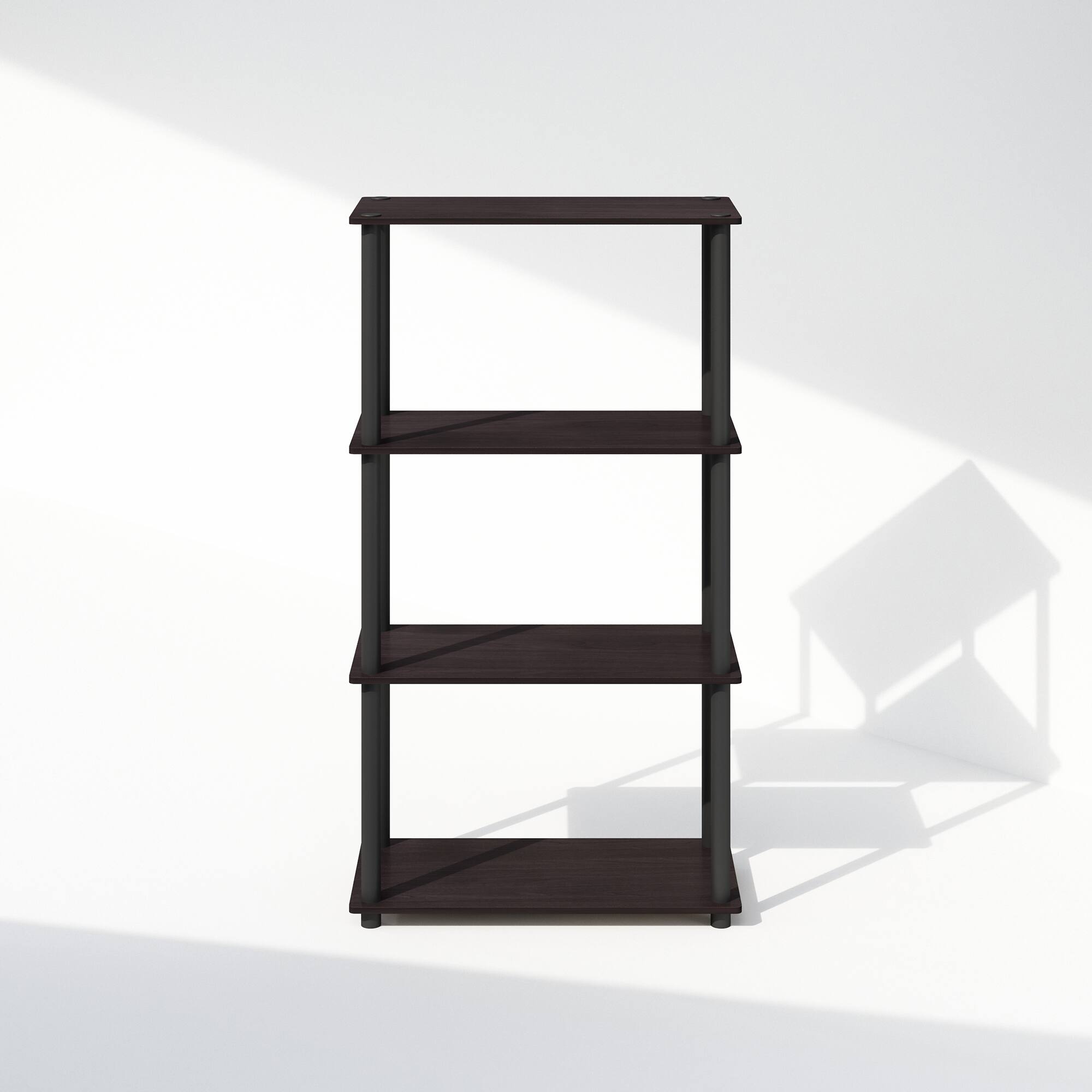 Alt View 1. Furinno - Turn-N-Tube 4-Tier Multipurpose Shelf Display Rack, Shelving Unit, Bookcase - Dark Walnut.