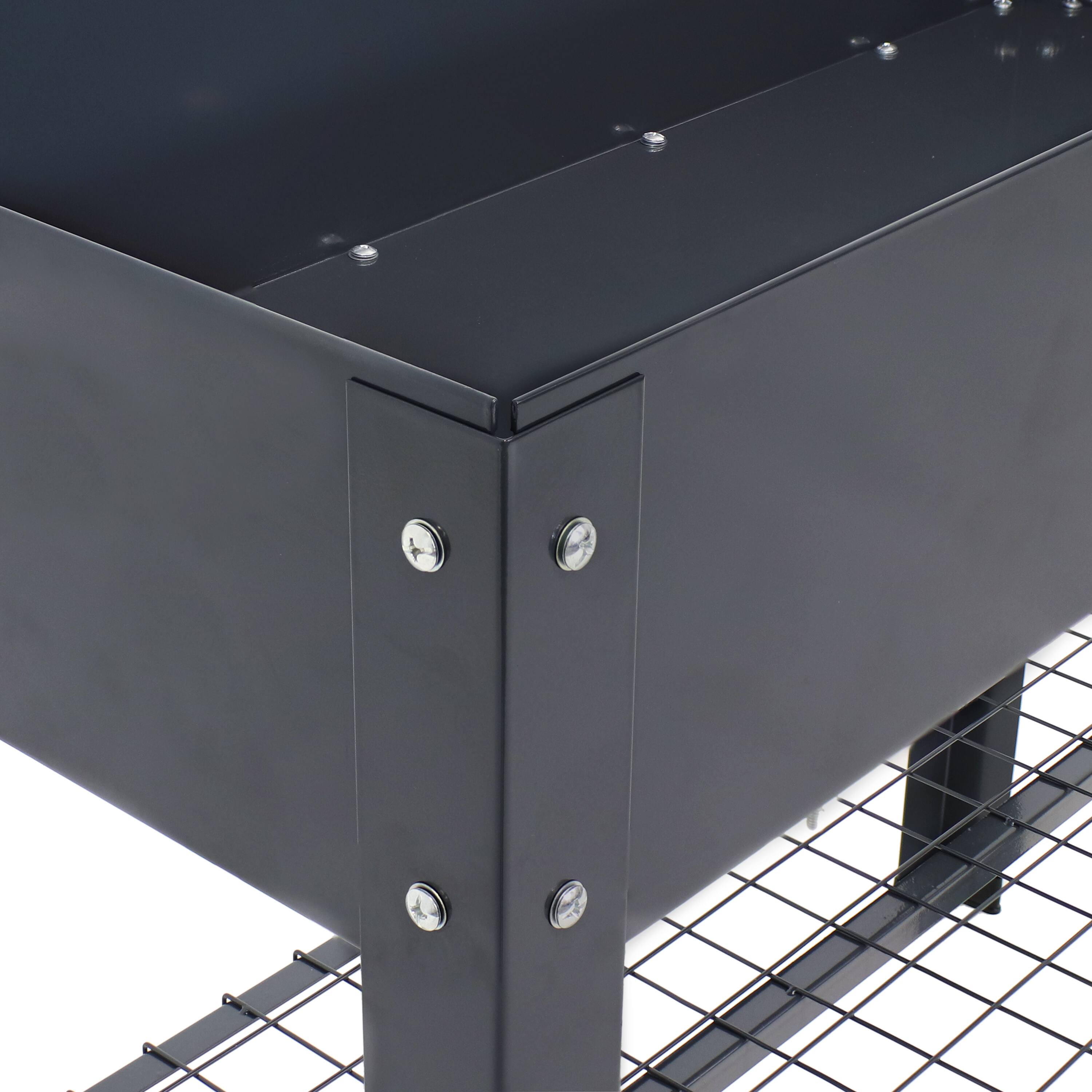 Alt View 9. Sunnydaze - Galvanized Steel Raised Bed with Mesh Shelf - Set of 2 - Dark Gray.
