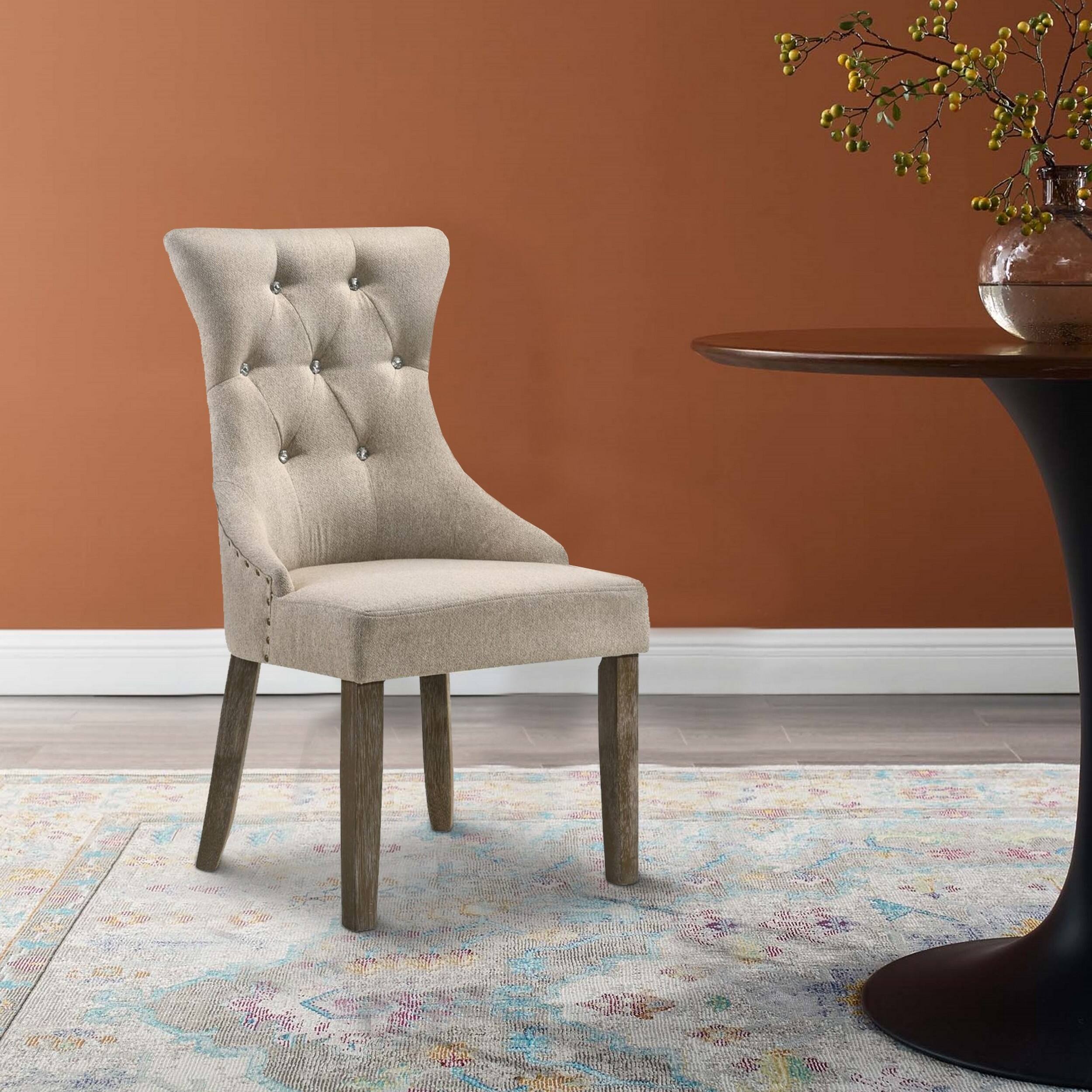 Alt View 5. Manhattan Lane - Wooden Chair with Fabric Upholstered Seating, Set of 2 - Beige and Brown.